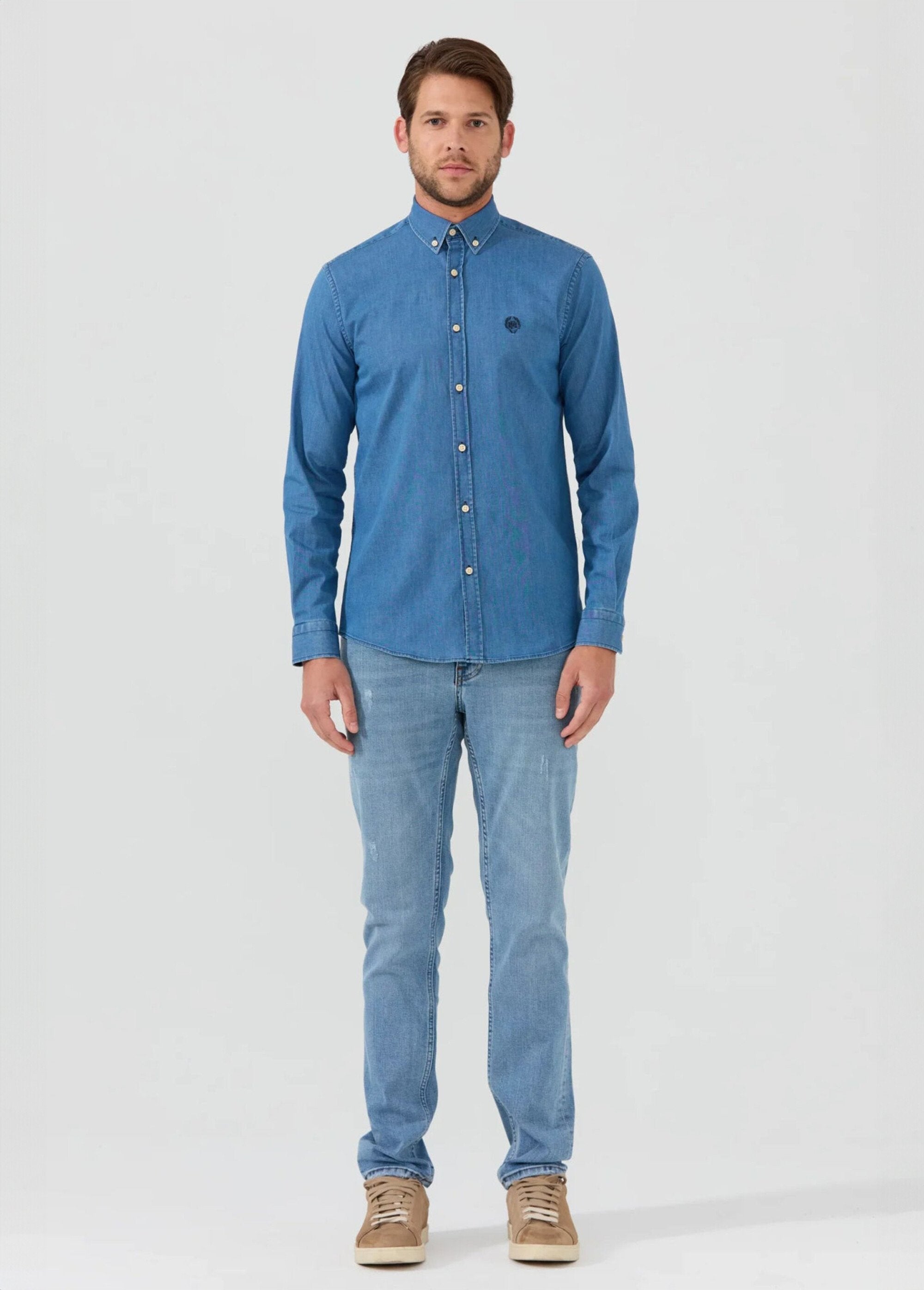 Chemise_chambray_casual_manches_longues_Bleu_fonce_SF1_slim
