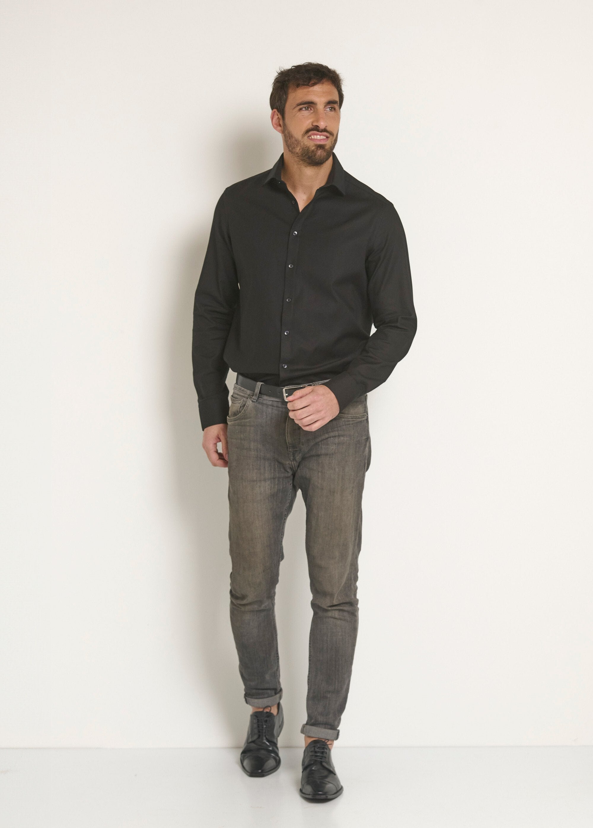 Camisa_de_algodão_chique_com_gola_semi-italiana_Noir_SF1_slim