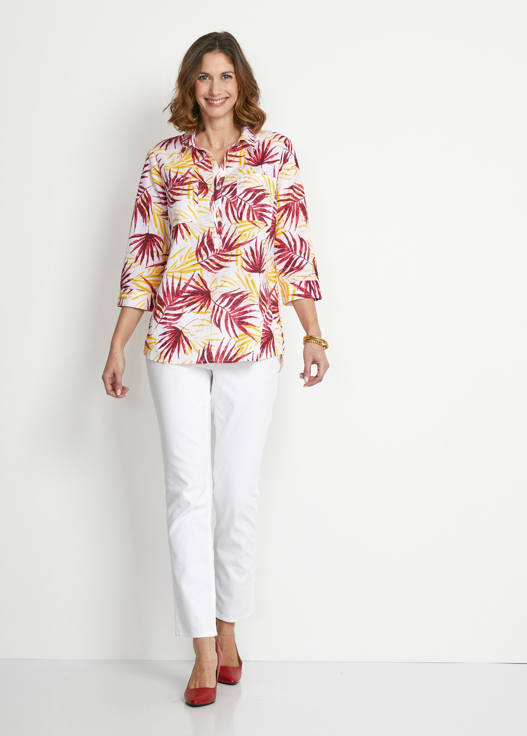 Chemisier_boutonné_long_coton_imprimé_Imprime_rouge_SF1_slim