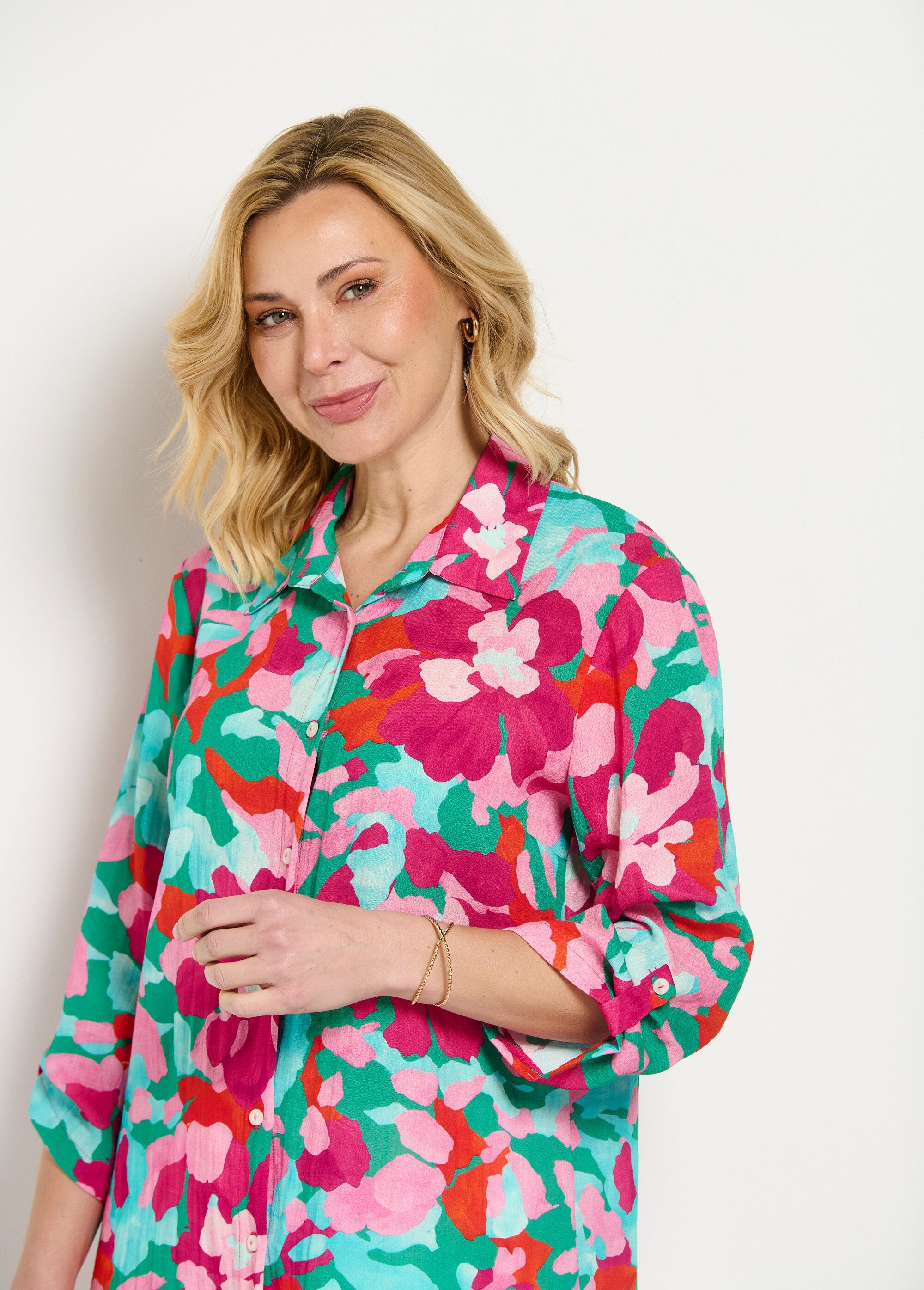 Blusa_longa_floral_com_mangas_3/4_enroladas_Rose_et_bleu_DE1_slim