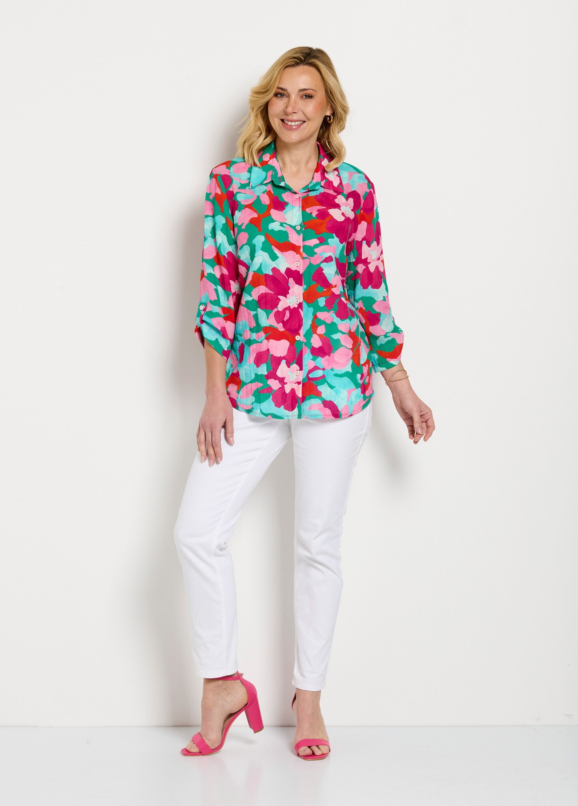 Blusa_longa_floral_com_mangas_3/4_enroladas_Rose_et_bleu_SF1_slim