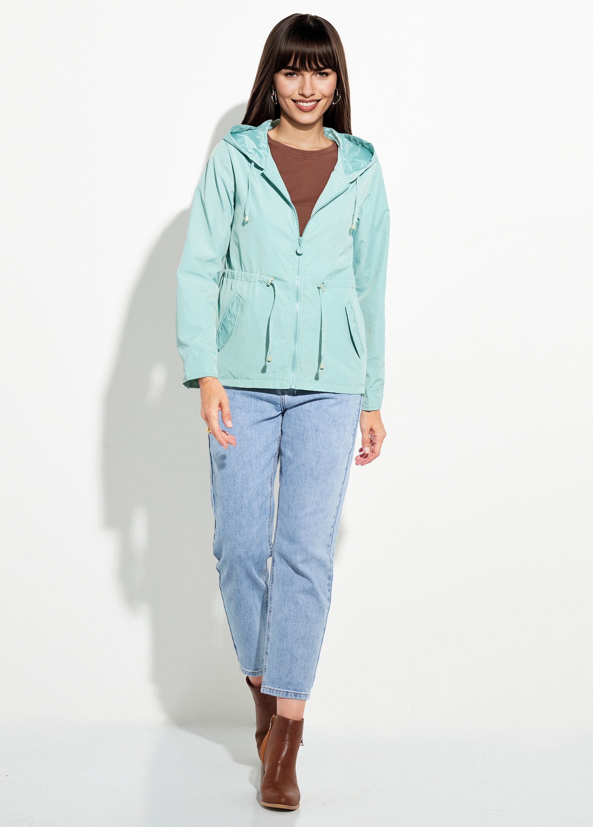 Casaco_corta-vento_com_capuz_e_cintura_apertada_Vert_d_eau_SF1_slim