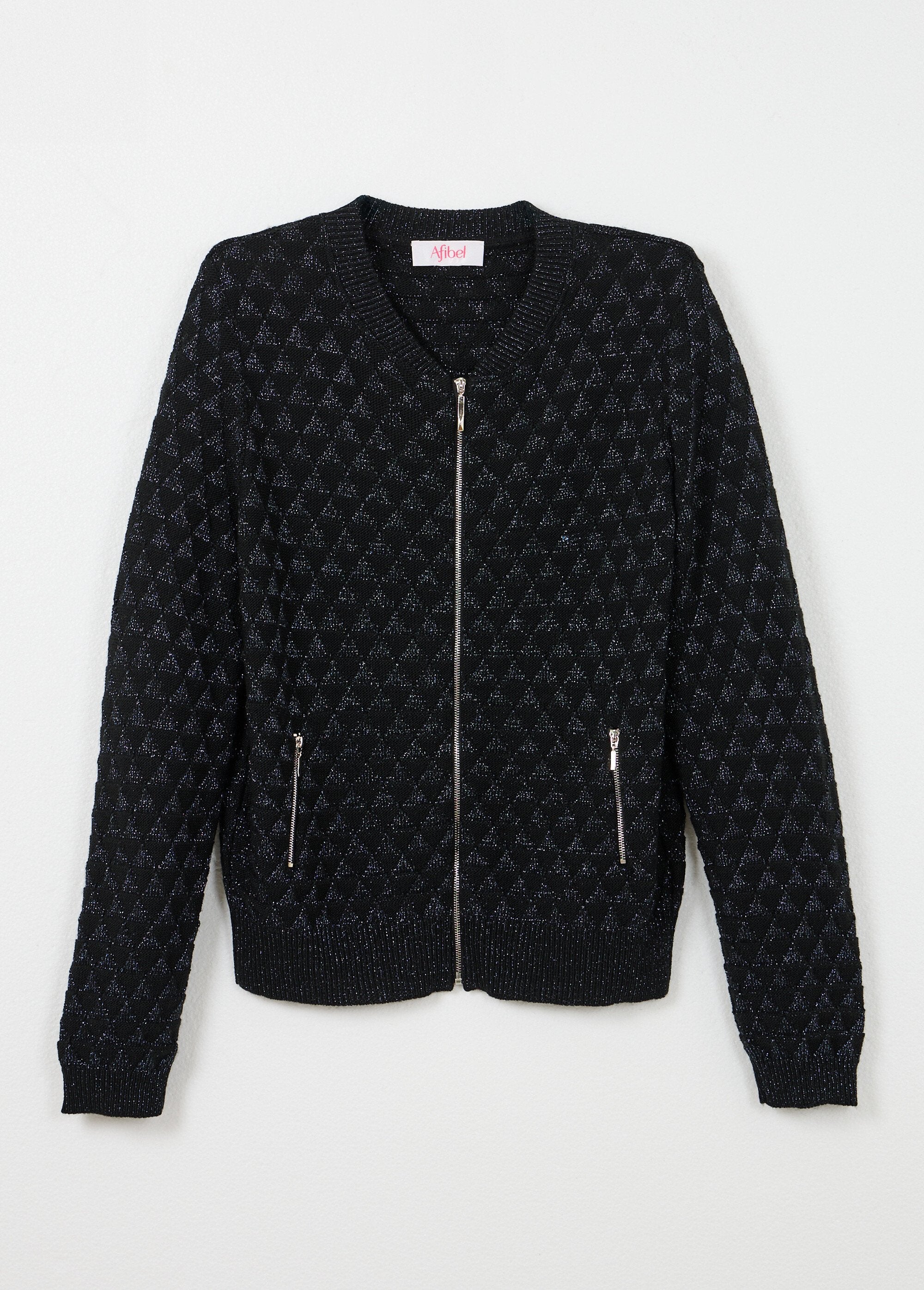 Gilet_zippé_esprit_bomber_maille_brillante_Noir_AP1_slim