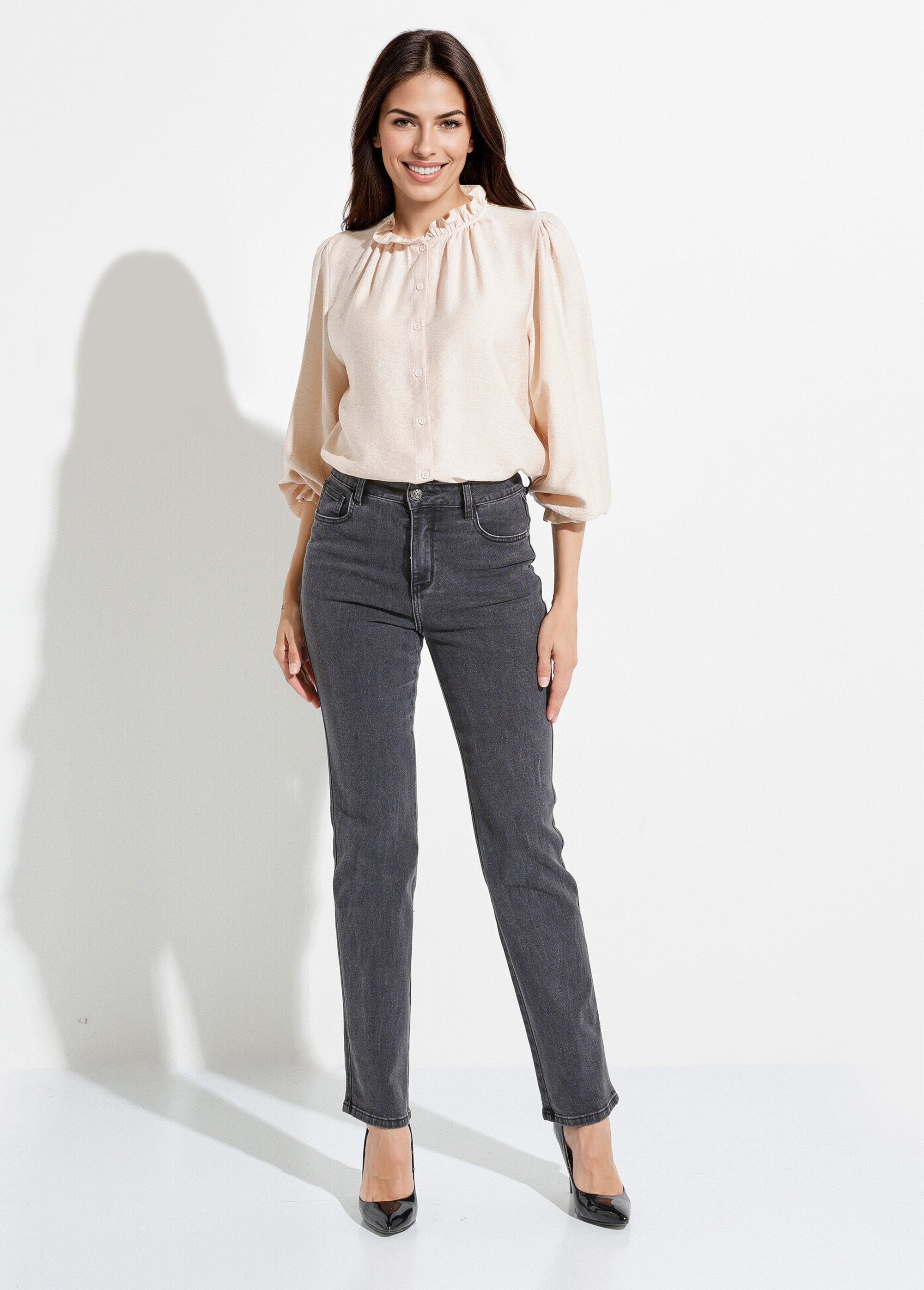 Calça_jeans_escura_reta,_especial_GRANDE_Gris_anthracite_SF1_slim