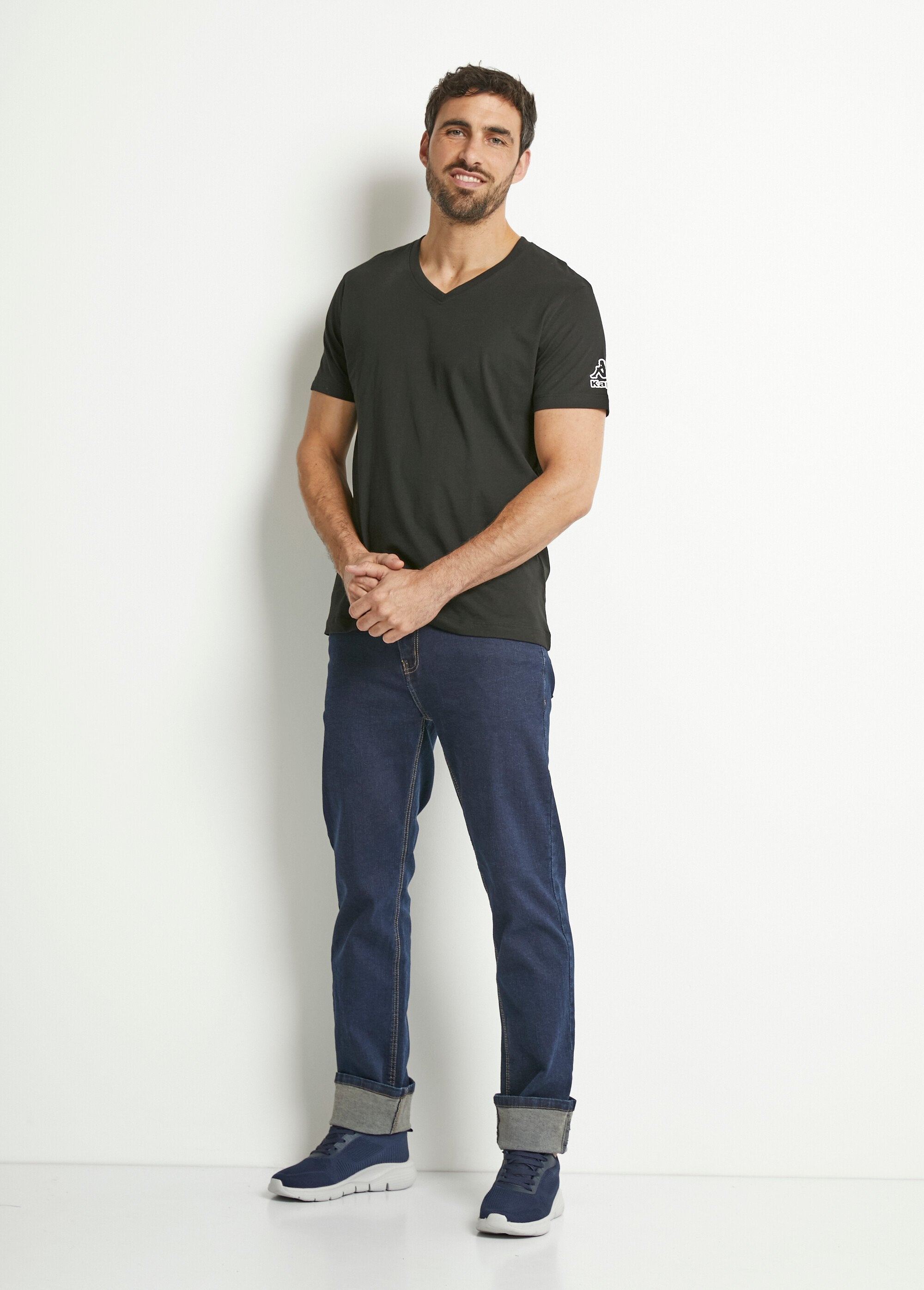 Pacote_de_2_camisetas_com_logo_e_decote_em_V,_leves_Noir_lot_2_SF1_slim