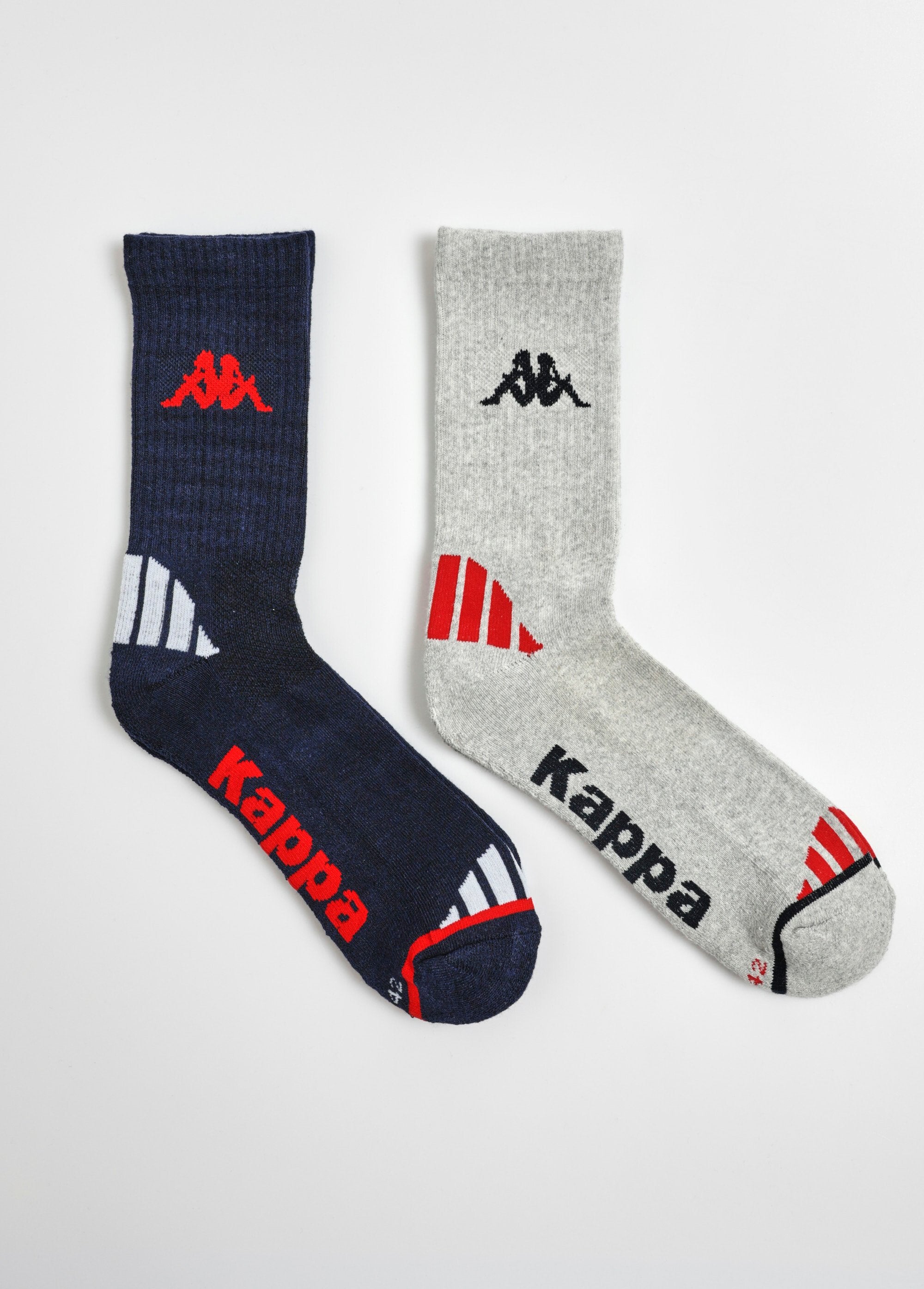 Pacote_de_2_meias_de_algodão_reciclado,_escuras_Bleu_et_gris_DE1_slim