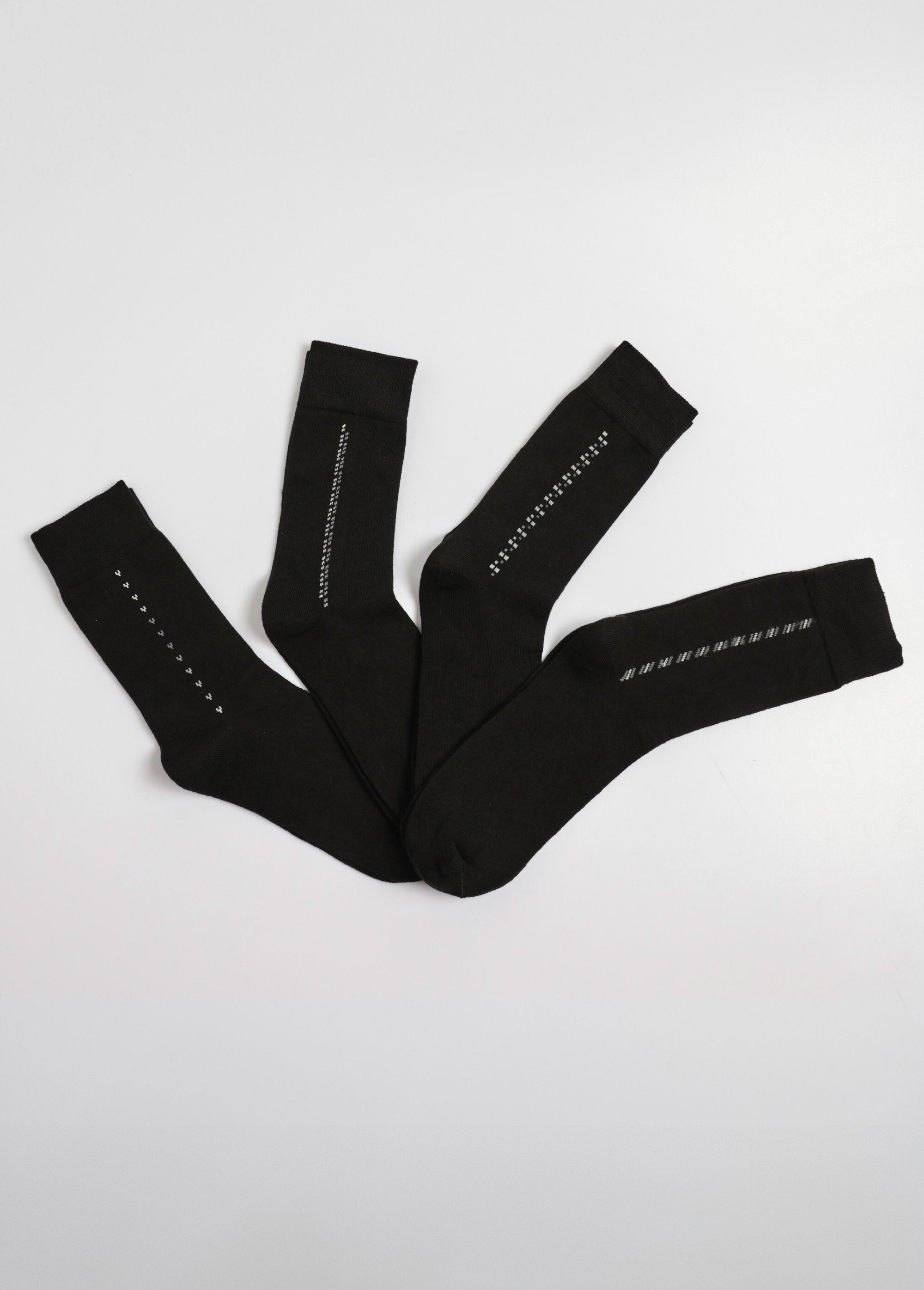 Pacote_de_4_meias_com_padrões_pequenos,_escuro_Assortis_noir_FA1_slim