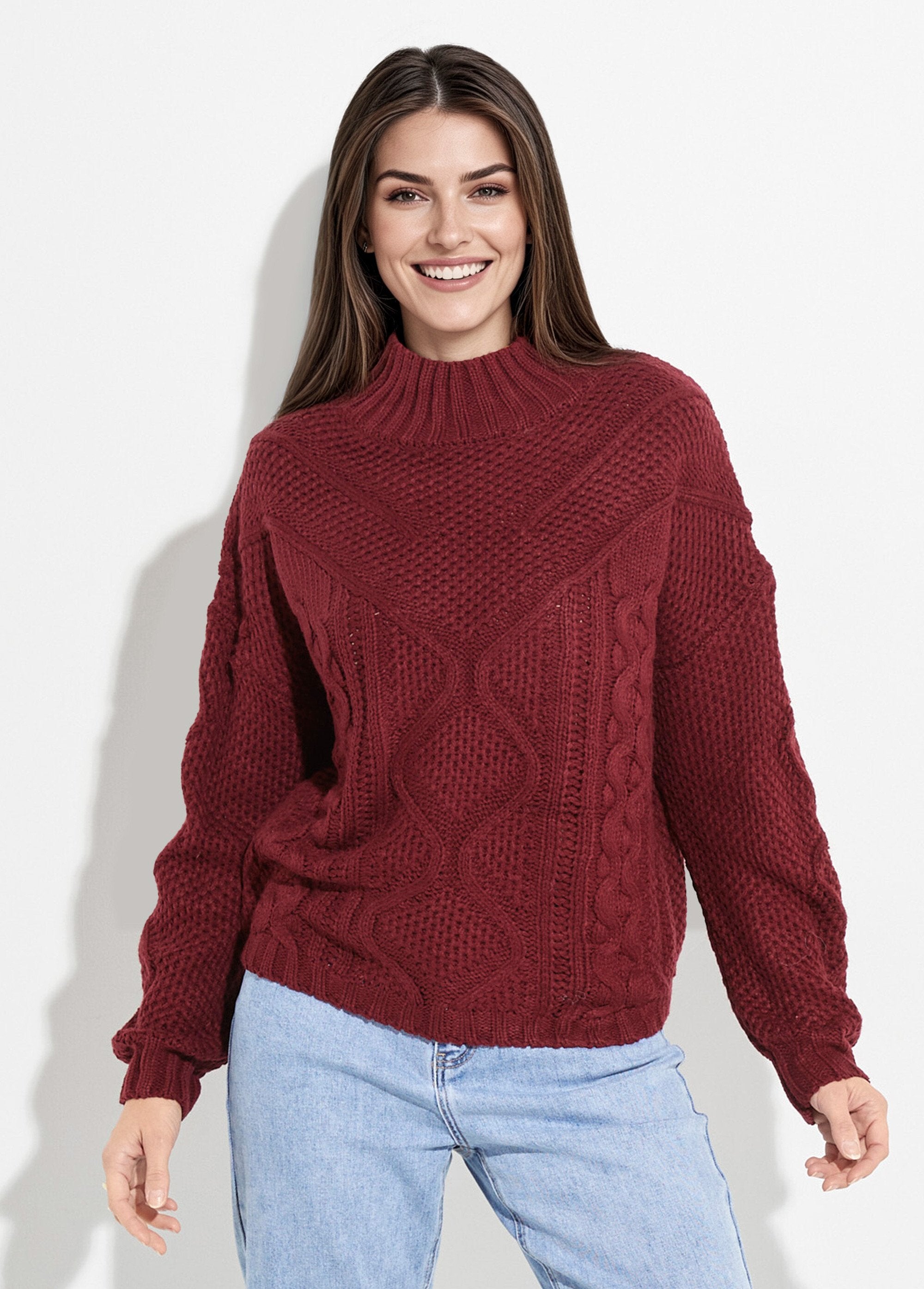 Pull_col_montant,_jeux_maille_fantaisie_Bordeaux_FA1_slim