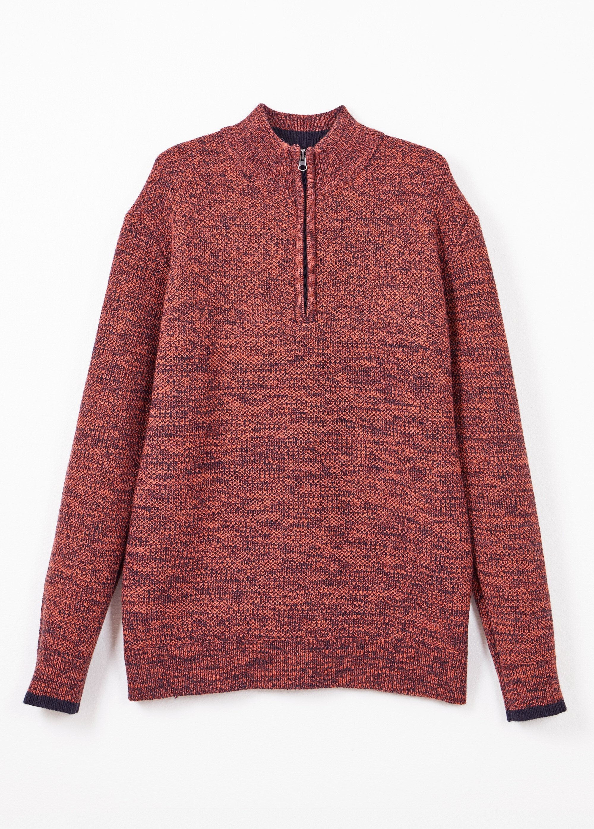 Camisola_de_gola_alta_com_fecho_de_correr_em_lã_de_malha_mosqueada_Brique_AP1_slim