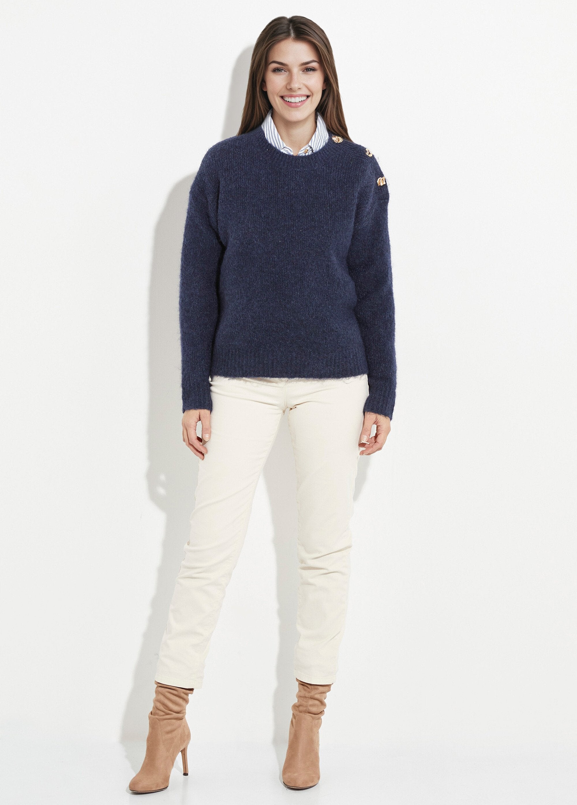 Pull_col_rond,_boutons_bijou_en_métal_Bleu_SF1_slim