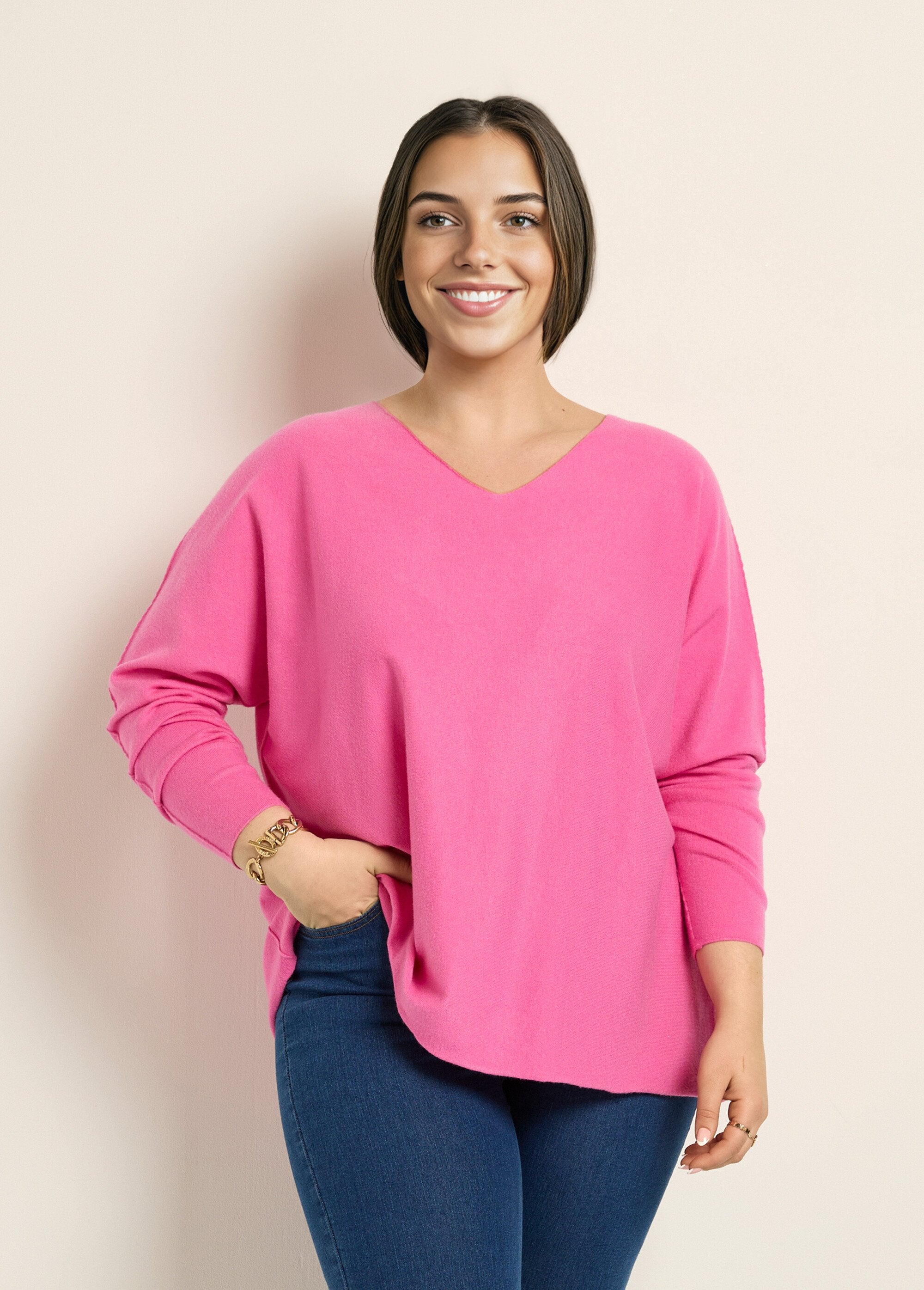 Suéter_túnica_de_malha_com_cavas_caídas_Fuchsia_FA1_curvy