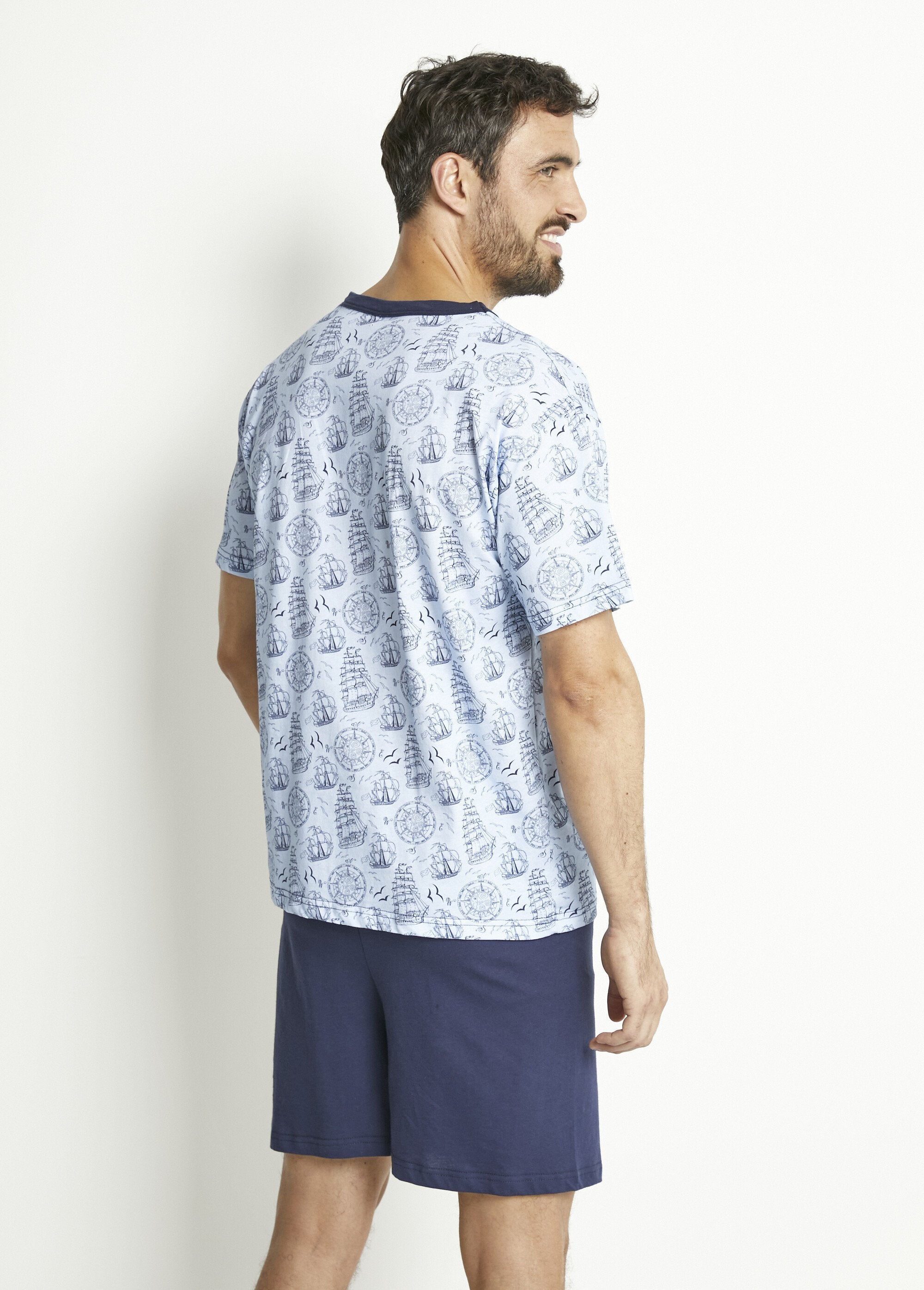 Pijama_curto_de_malha_de_algodão_com_decote_em_V_Bleu_et_marine_DO1_slim