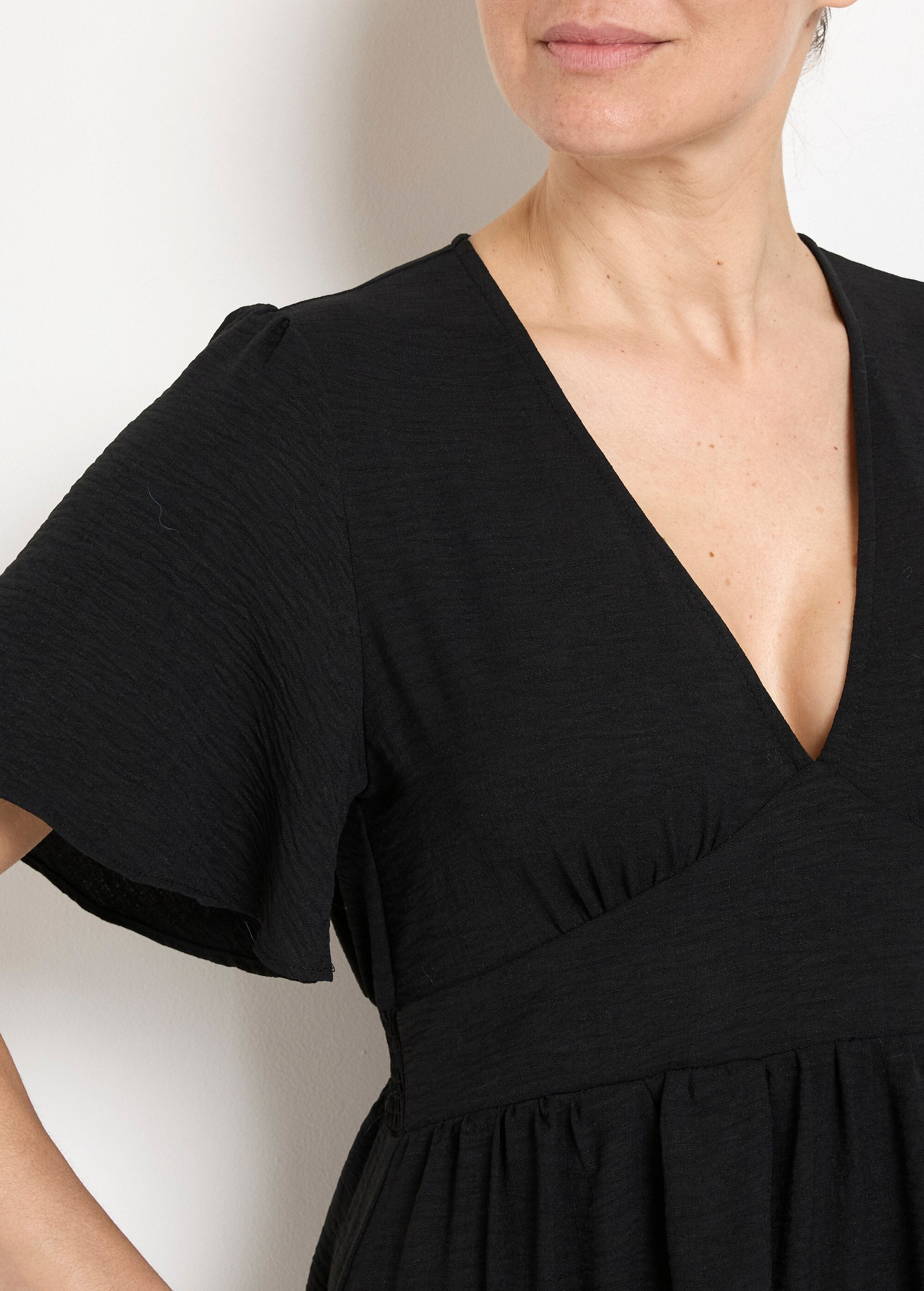 Vestido_curto_com_decote_em_V_e_cintura_império_Noir_DE1_slim