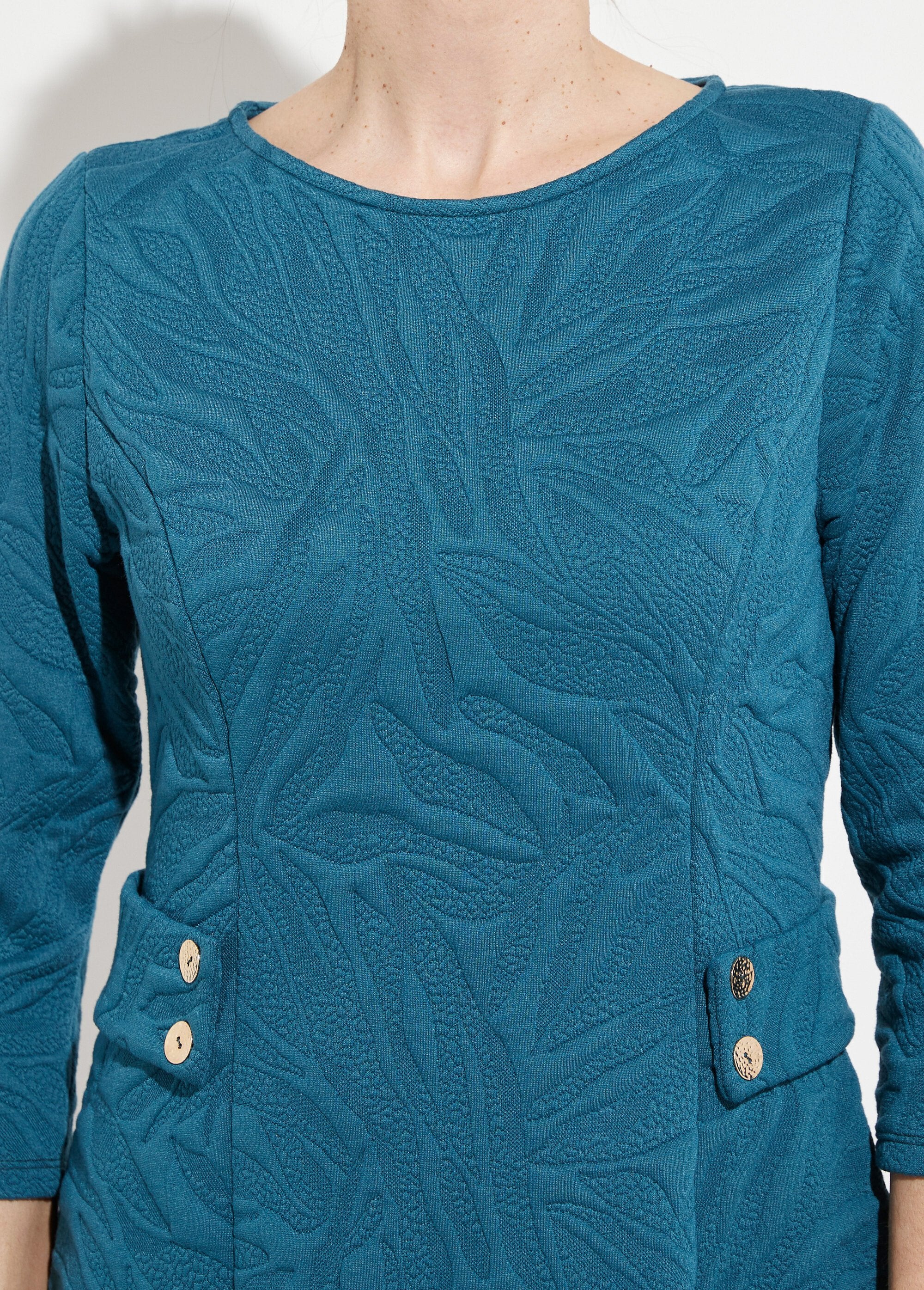 Vestido_curto,_curvo_e_em_jacquard_com_relevo_Bleu_canard_DE2_slim