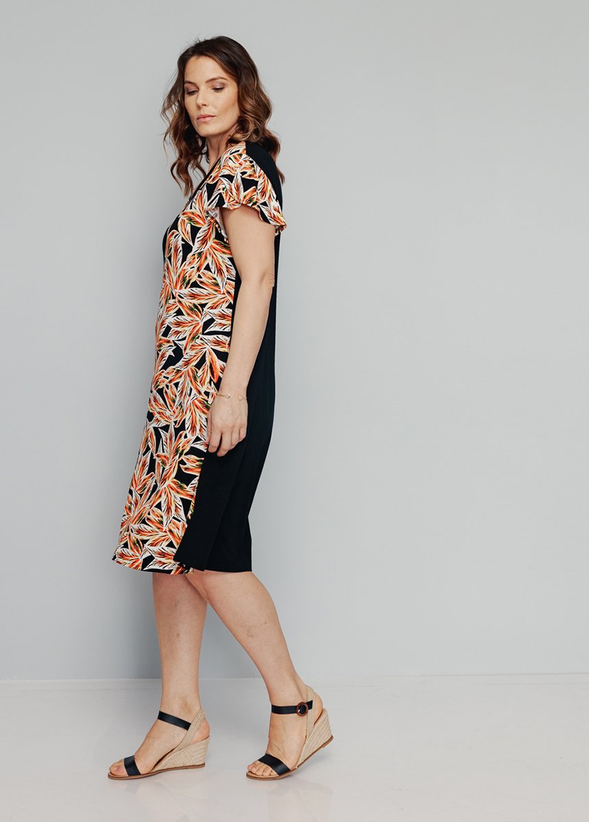 Vestido_de_malha_elástica_Noir_et_corail_DR1_slim