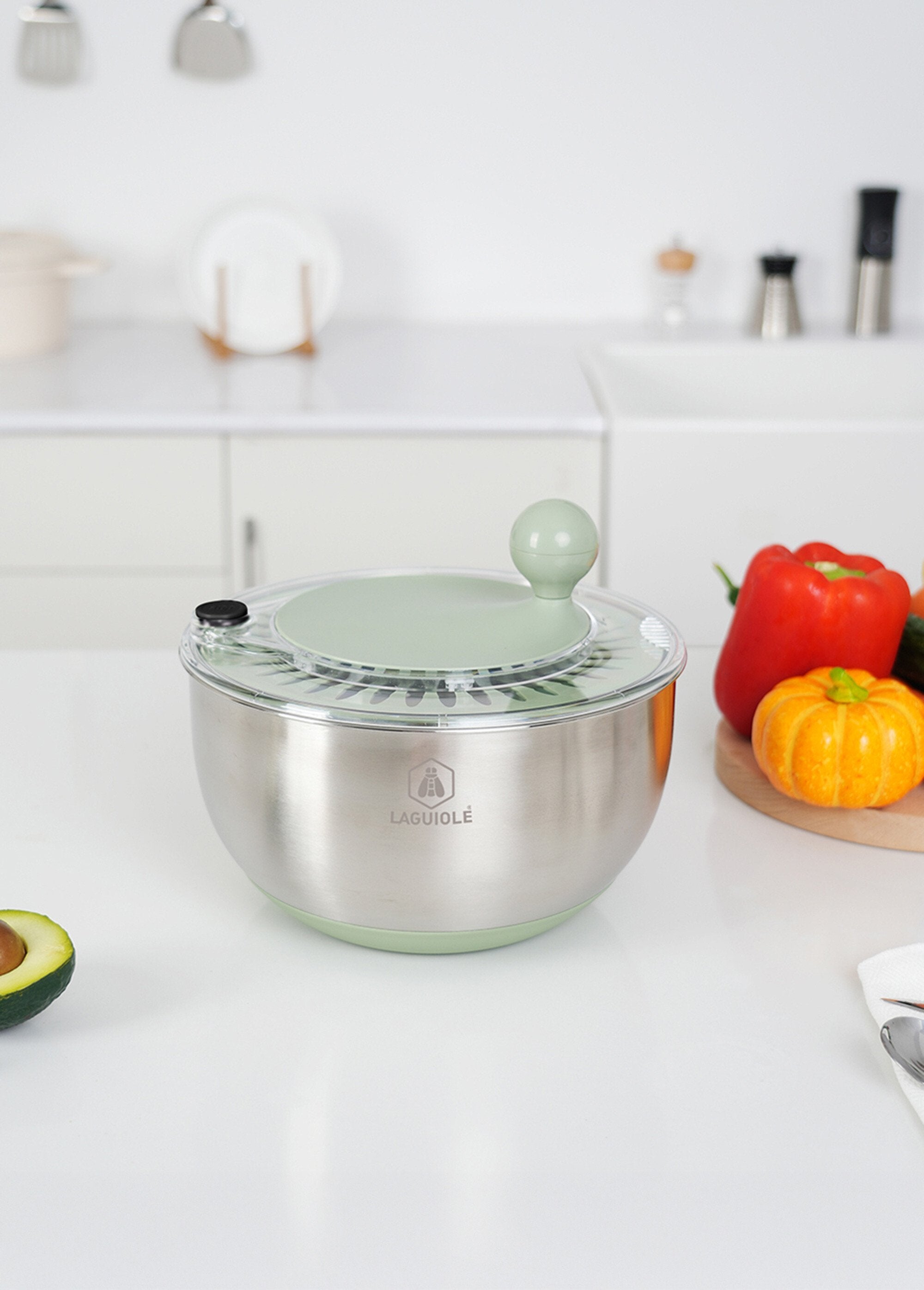 Saladeira_de_aço_inoxidável_2_em_1_para_servir_saladas/espremedor_de_saladas_Olive_et_gris_SF1_slim