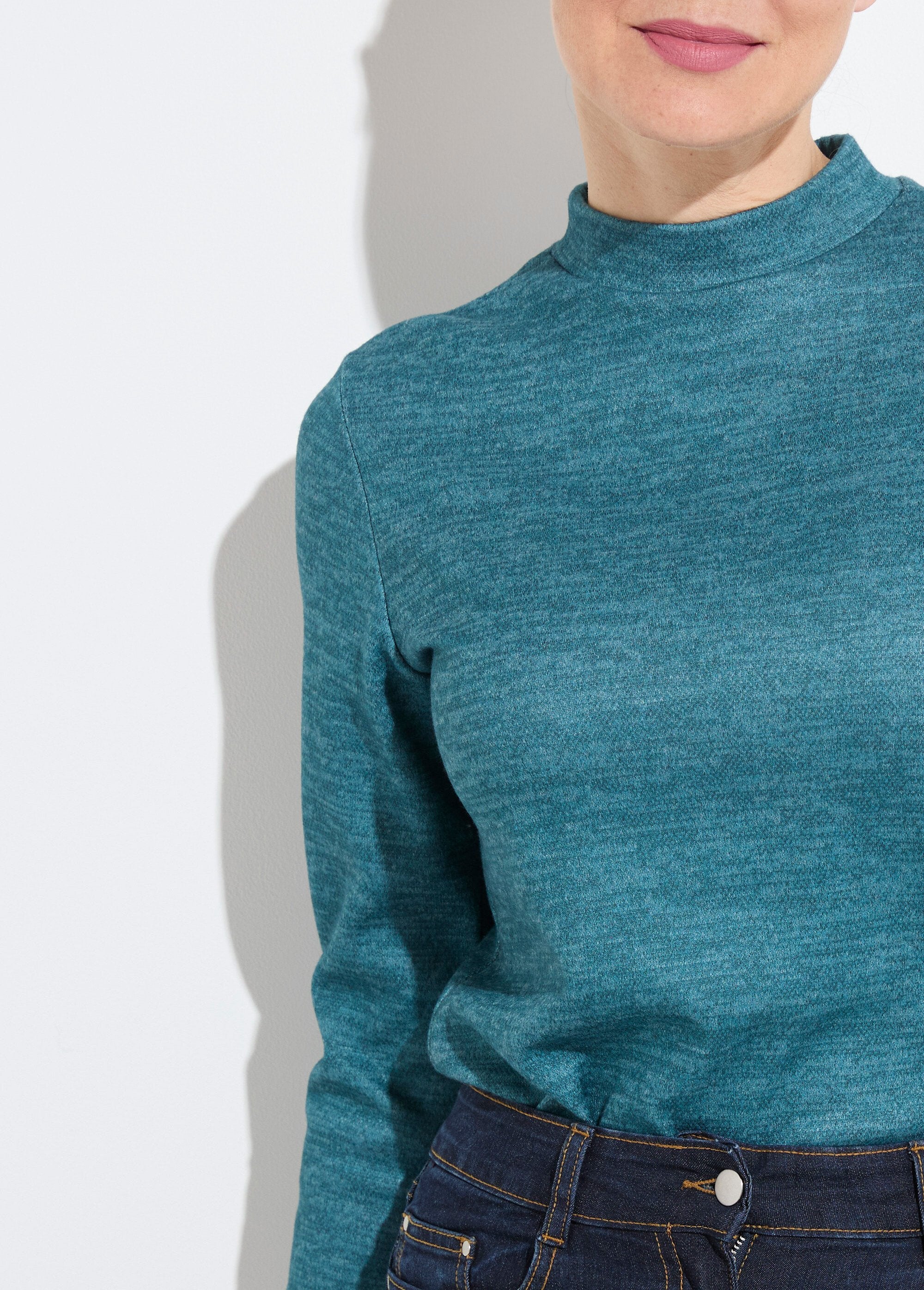 Camisola_curta_quente_com_gola_subida_Uni_vert_foret_DE1_slim