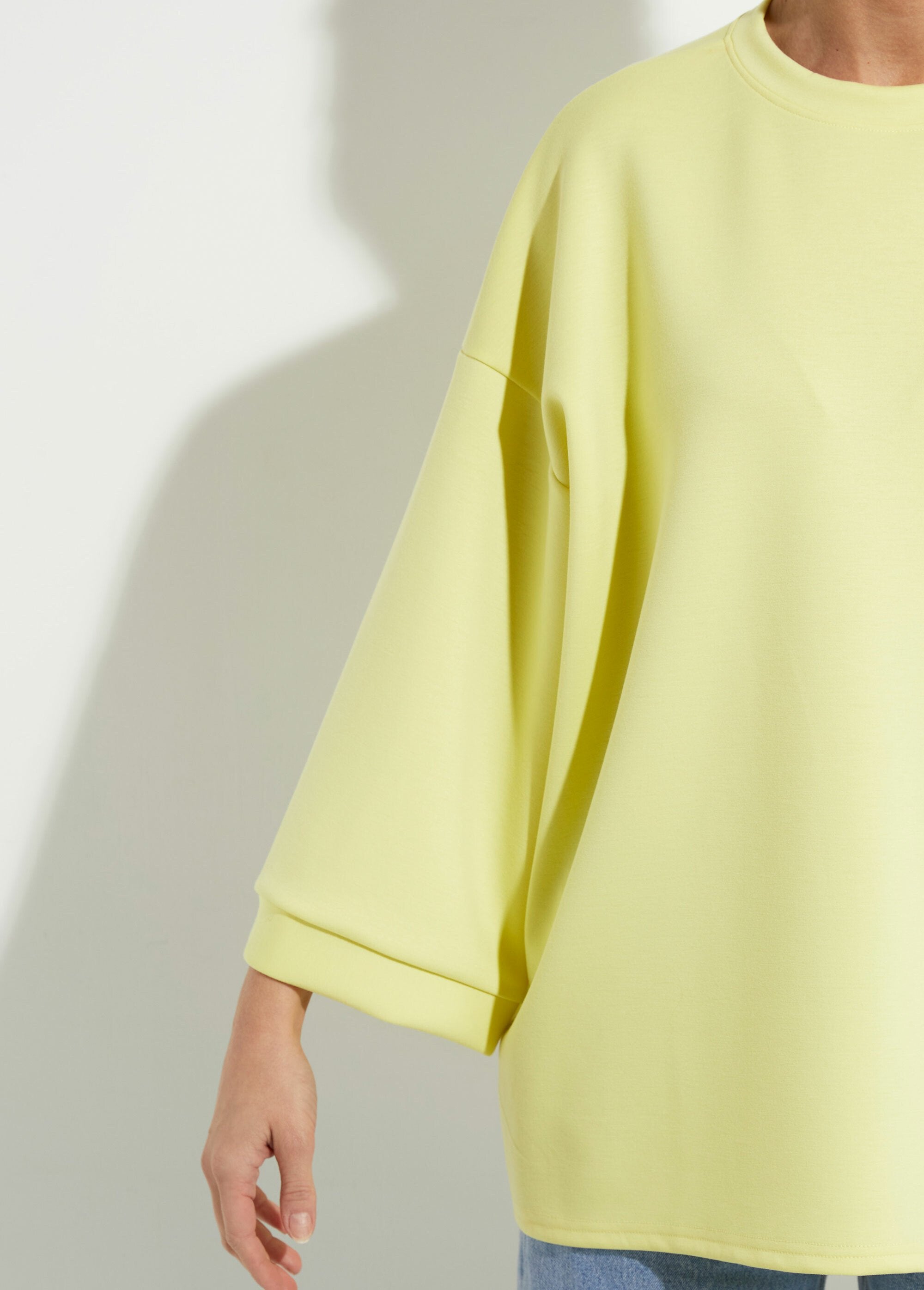 Camisola_grande_de_gola_redonda,_mangas_3/4_Jaune_clair_DE1_slim