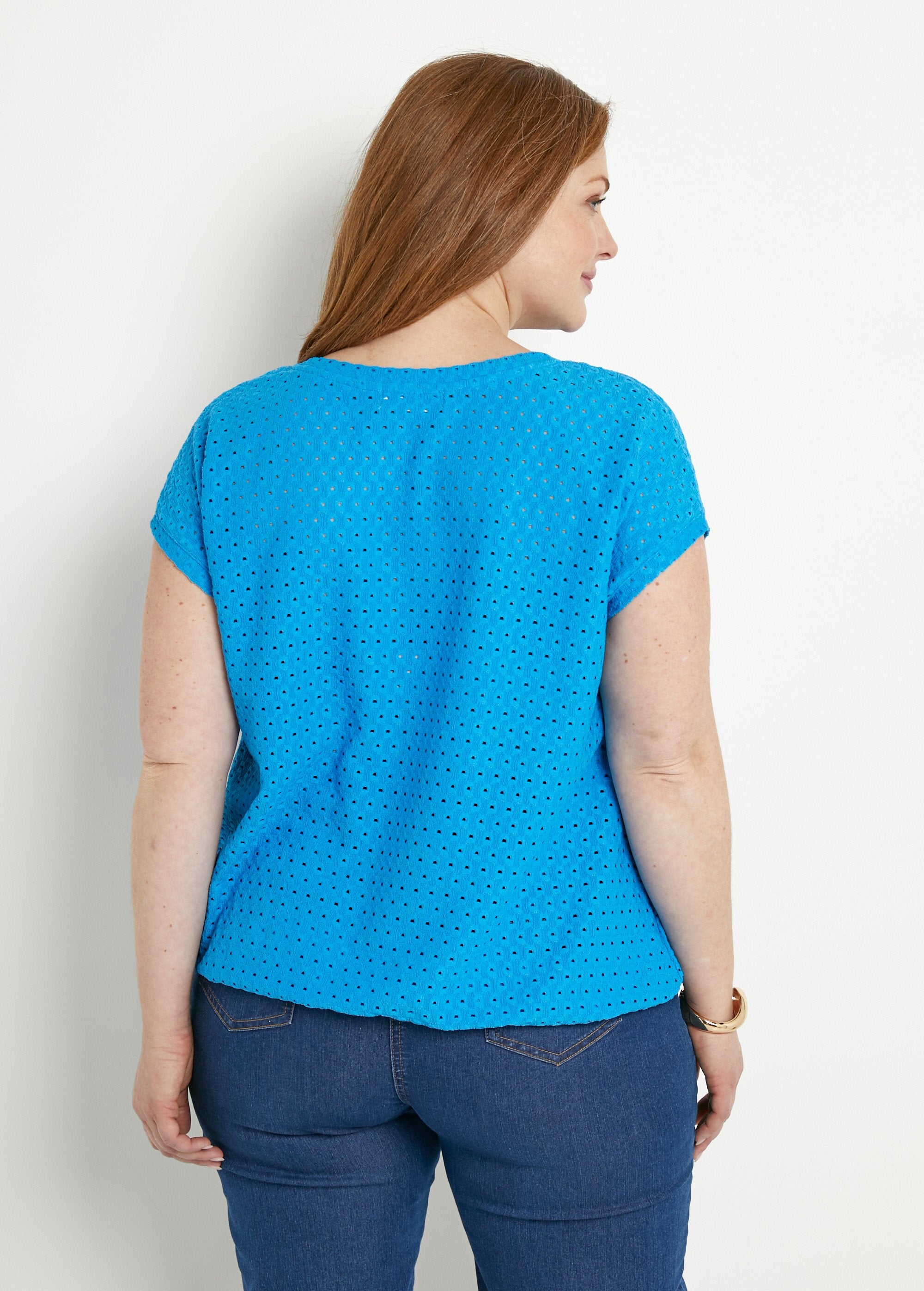 Camiseta_solta_com_blusa_curta_lisa_decote_em_V_Turquoise_DO1_curvy