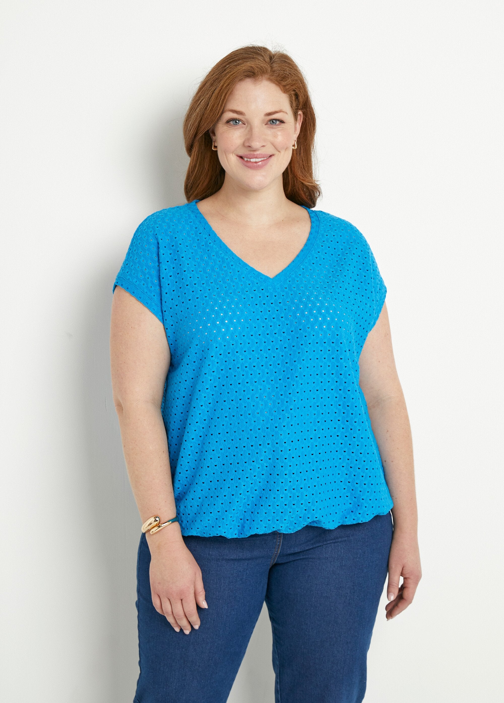 Camiseta_solta_com_blusa_curta_lisa_decote_em_V_Turquoise_FA1_curvy