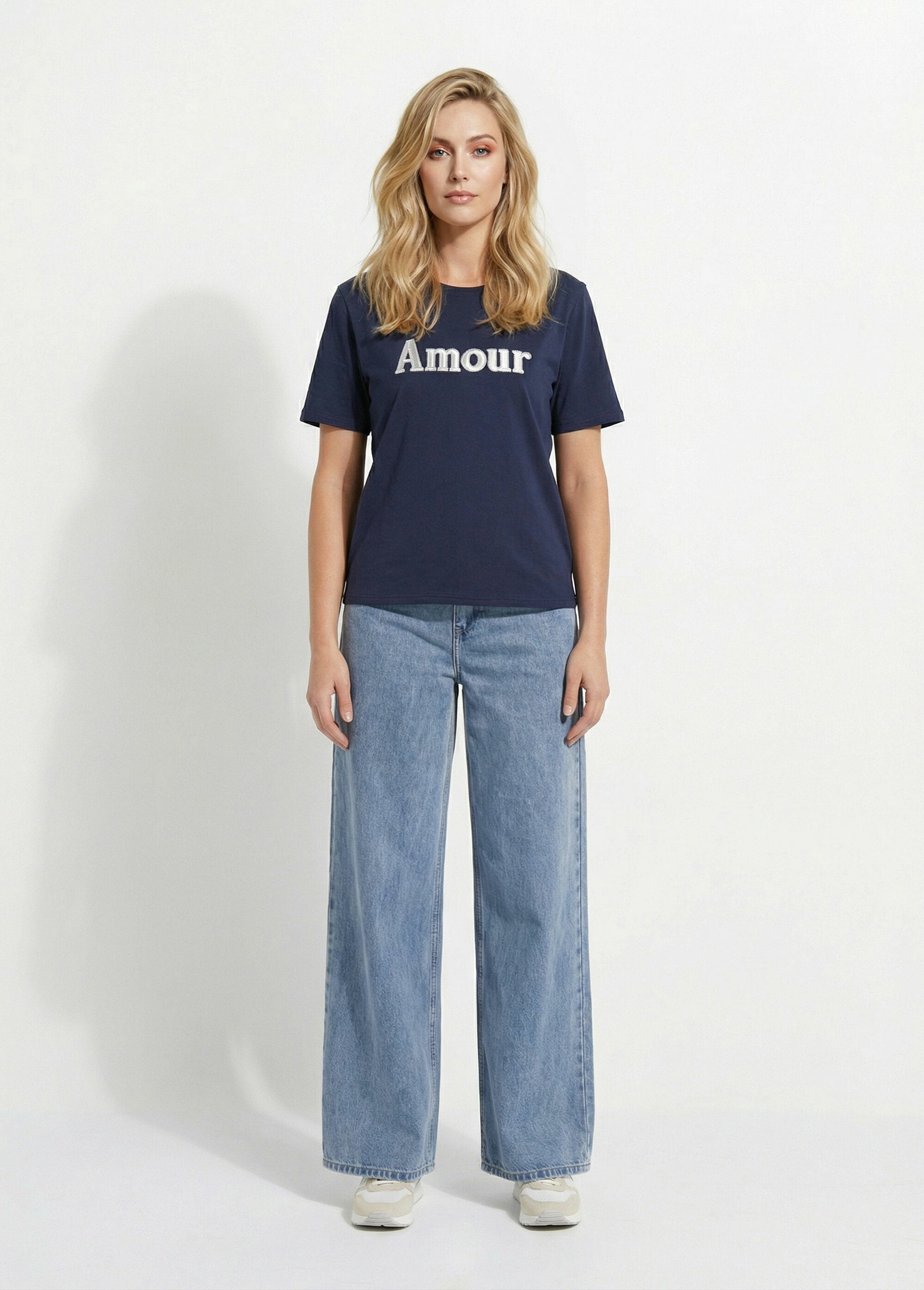 T-shirt_coton_avec_inscription_Amour_Marine_et_blanc_SF1_slim