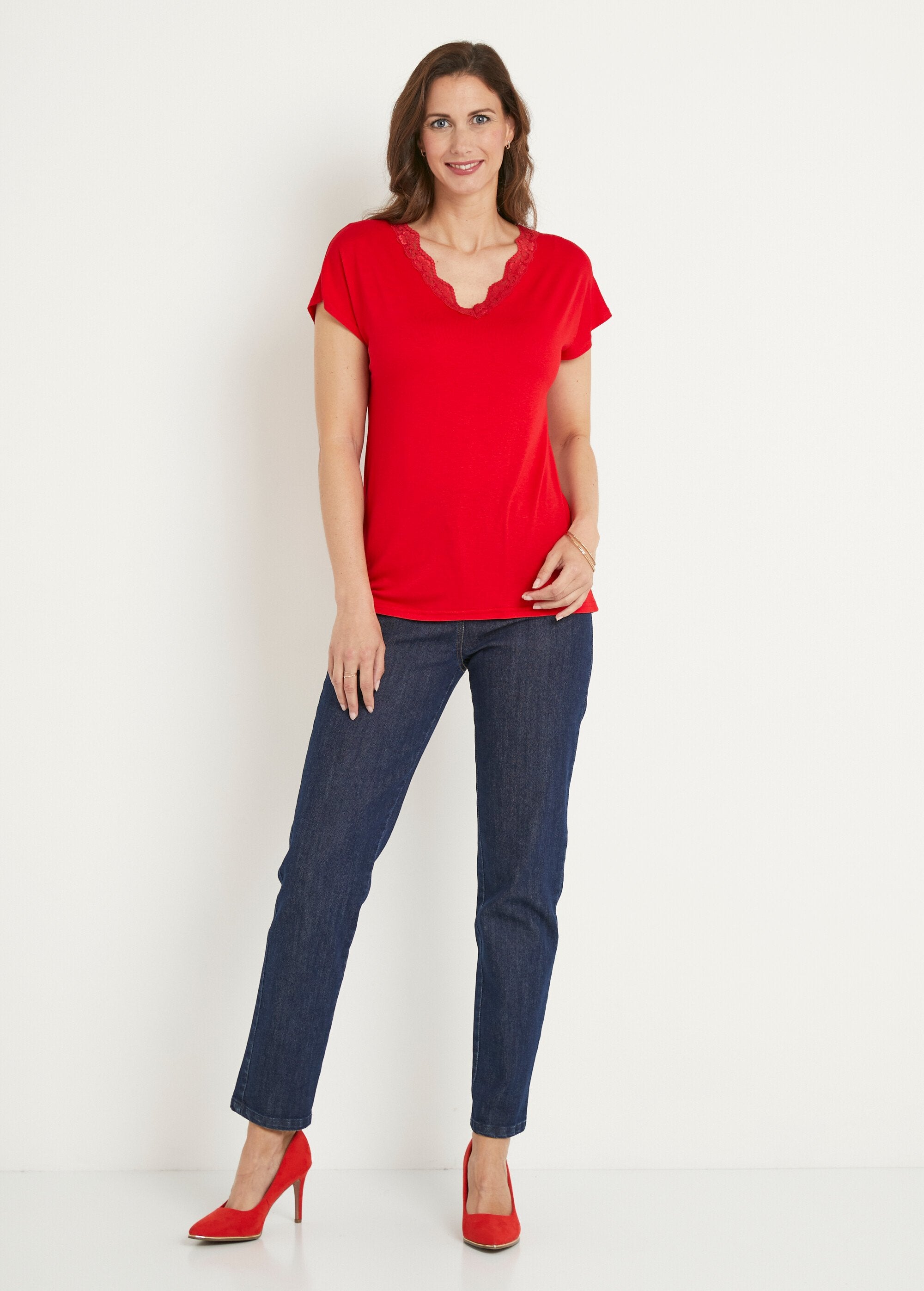 T-shirt_curta_de_renda_elástica_Rouge_SF1_slim
