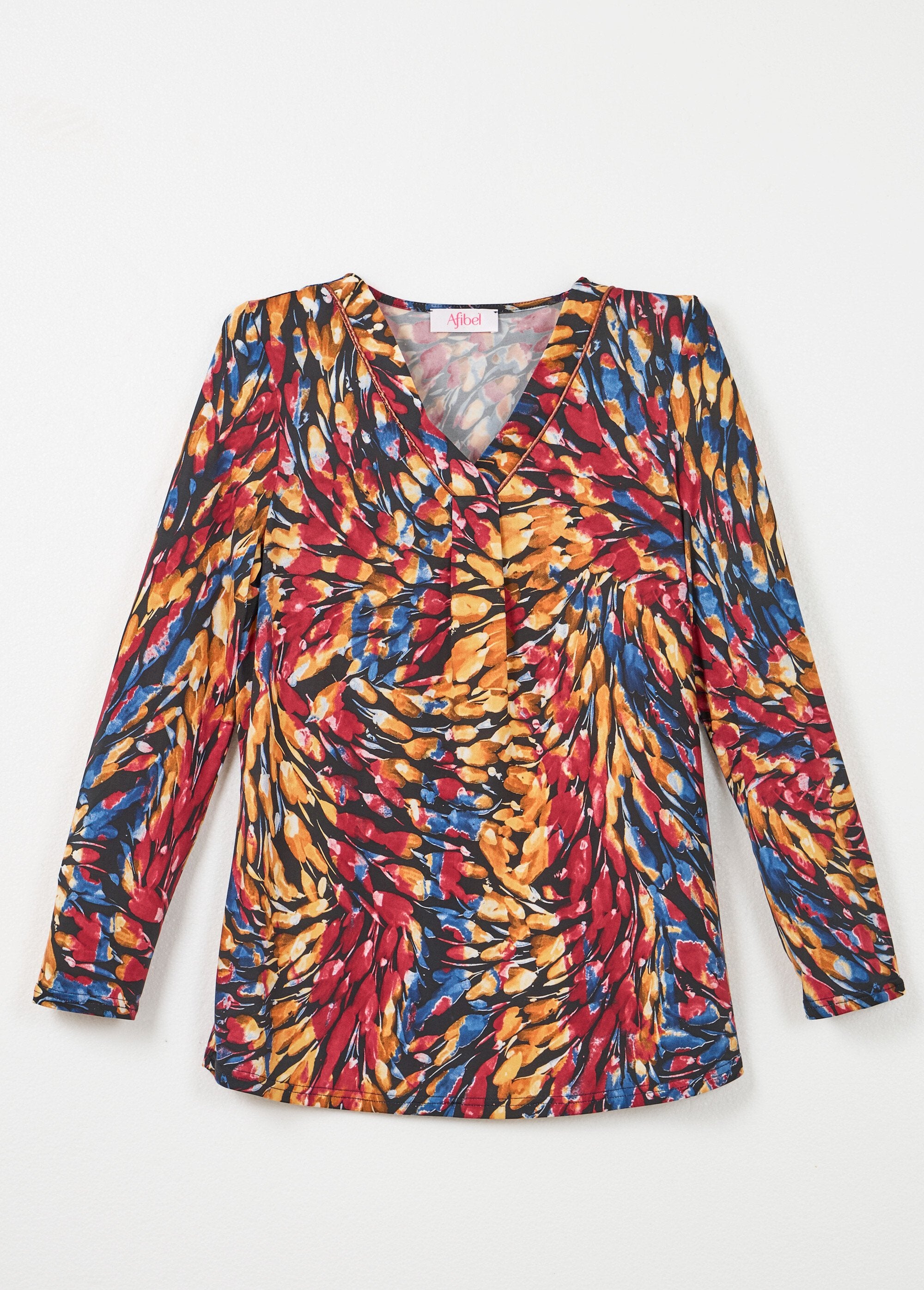 T-shirt_de_manga_comprida_com_decote_em_V_Bordeaux_et_miel_AP1_slim