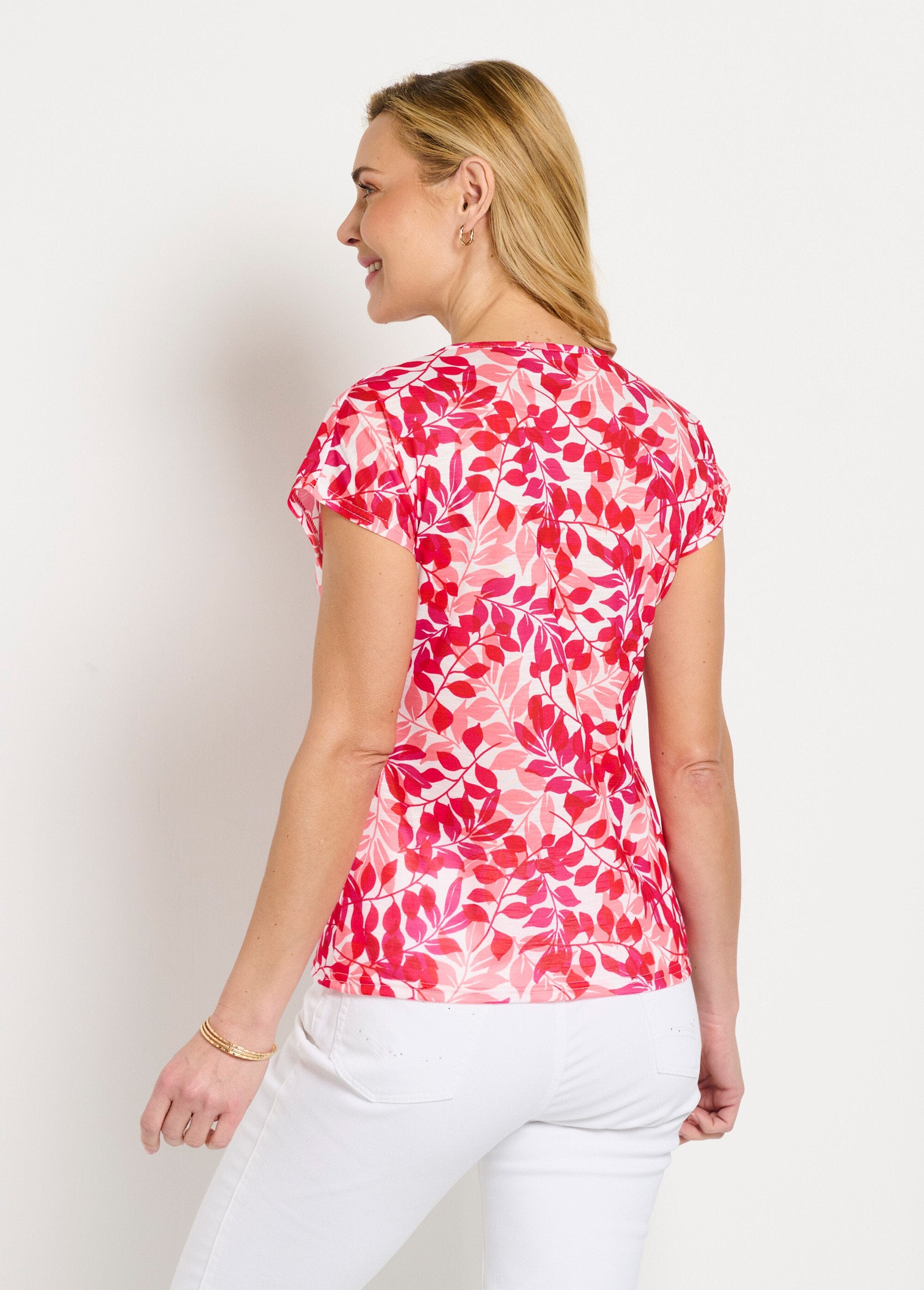 T-shirt_de_manga_curta_e_gola_redonda_com_estampado_de_folhagem_Rouge_et_rose_DO1_slim