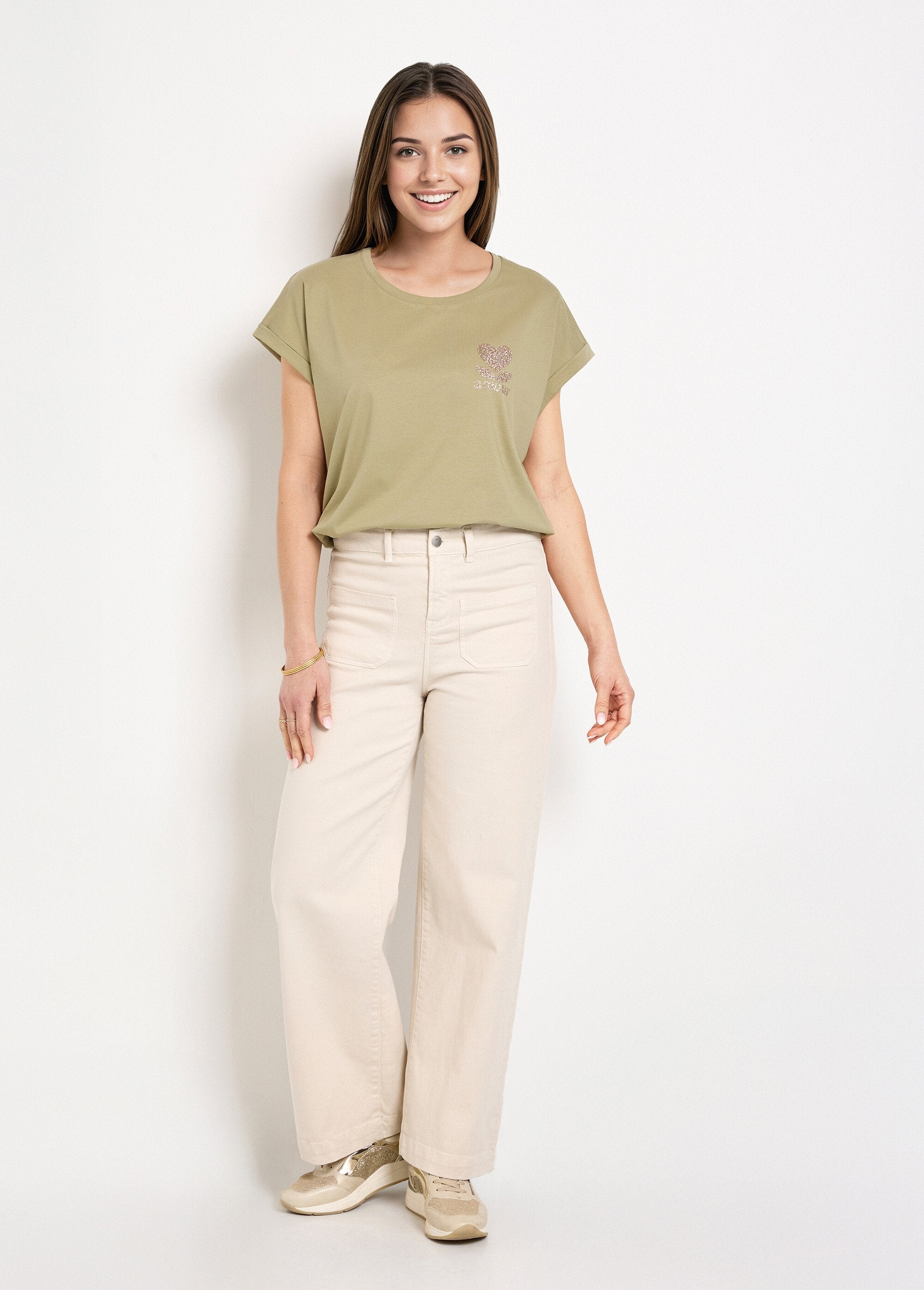 Camiseta_manga_curta_com_mensagem_brilhante_Kaki_SF1_slim