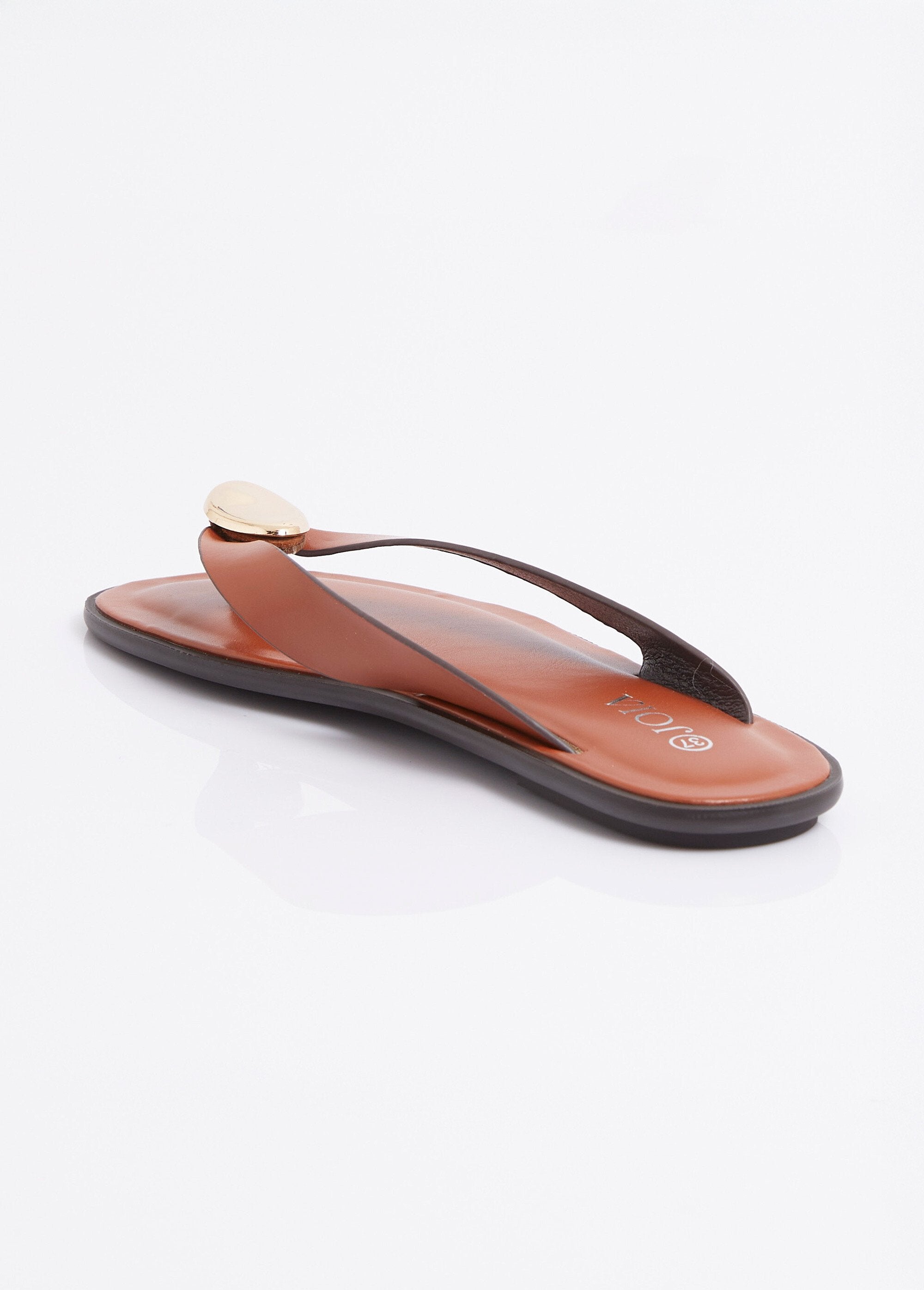 Tongs_simili_cuir,_détail_bijou_métal_Camel_DO1_slim