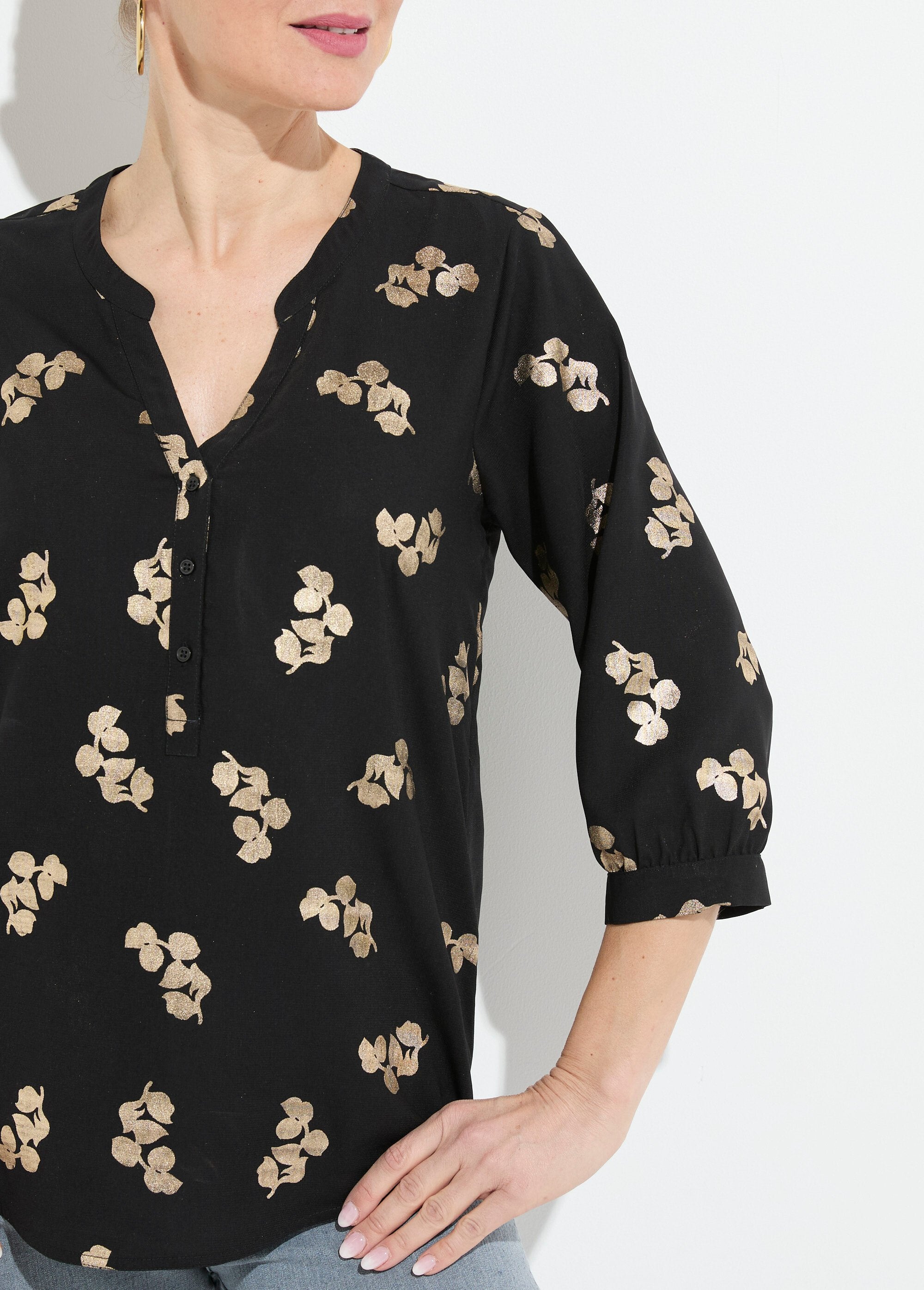 Túnica_larga_com_botões_e_mangas_compridas_3/4_Noir_DE1_slim