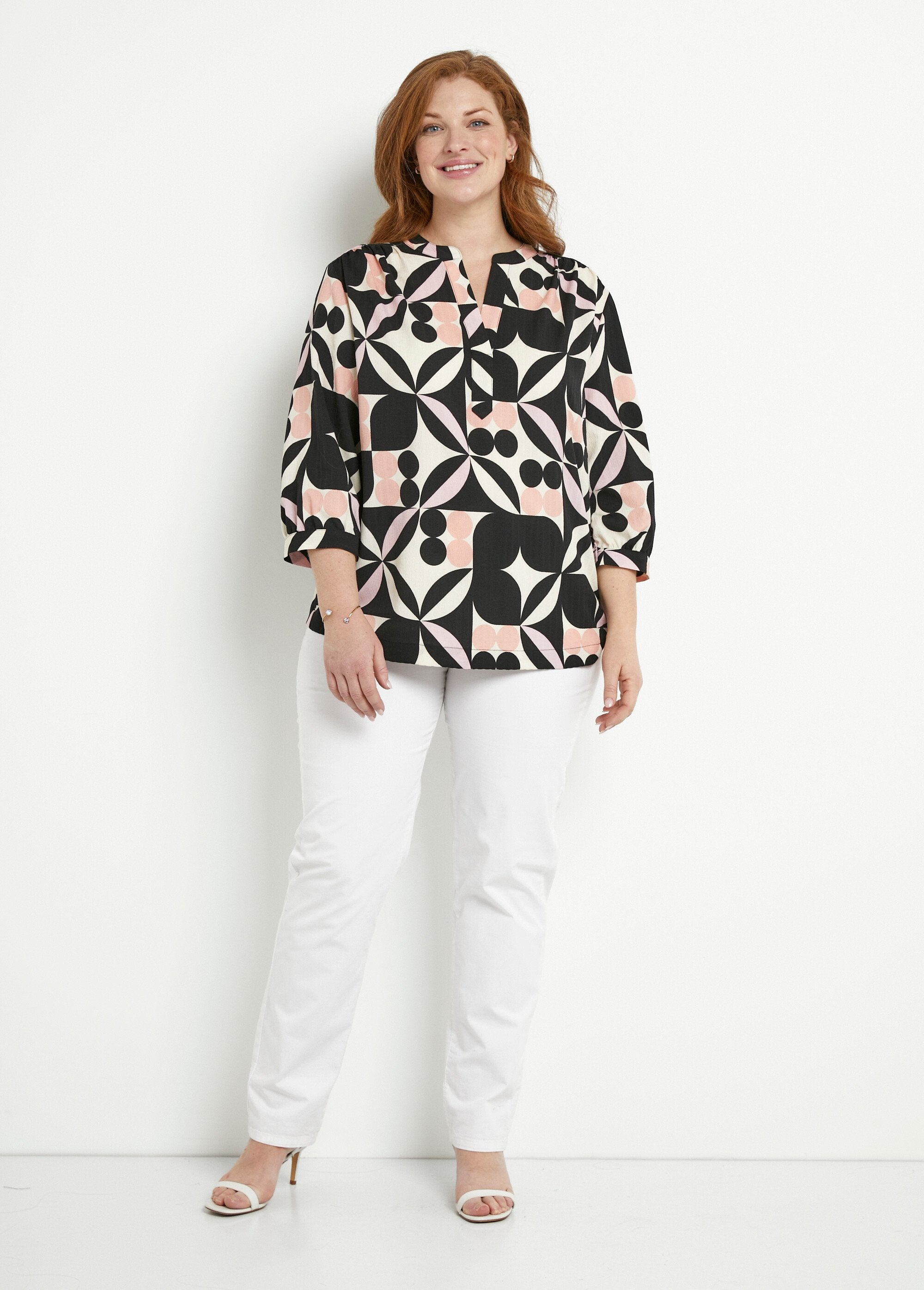 Túnica_gráfica_de_manga_comprida_3/4_Noir_et_rose_SF1_curvy