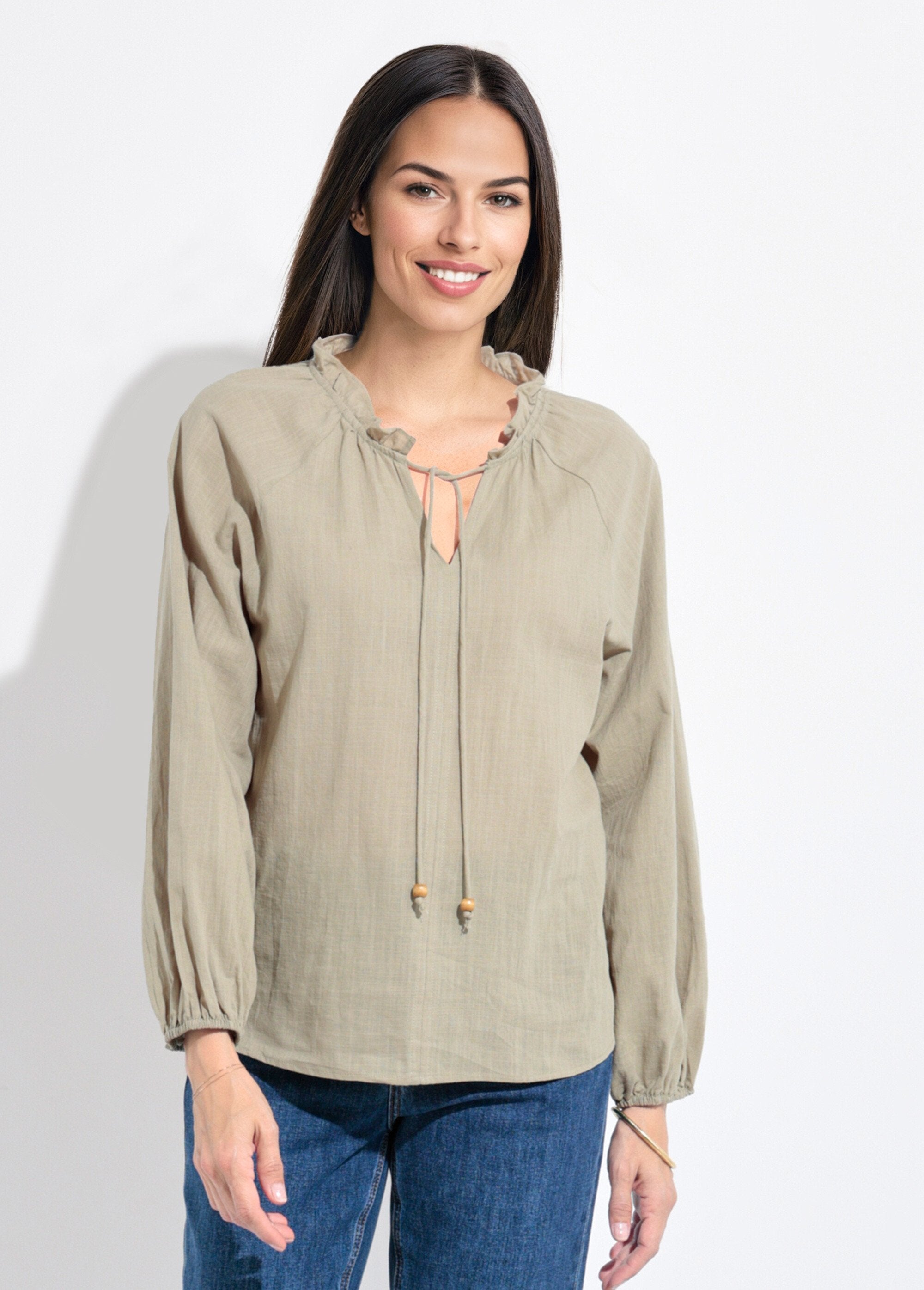 Blusa_folgada_com_decote_em_V_e_gravata_Kaki_FA1_slim