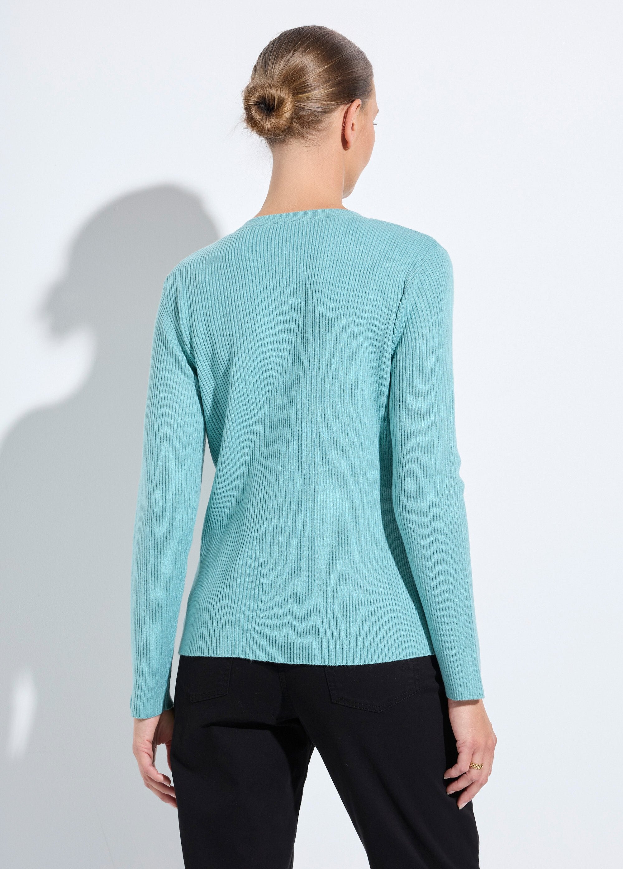 Cardigan_boutonné_maille_côtelée_unie_Aqua_DO1_slim