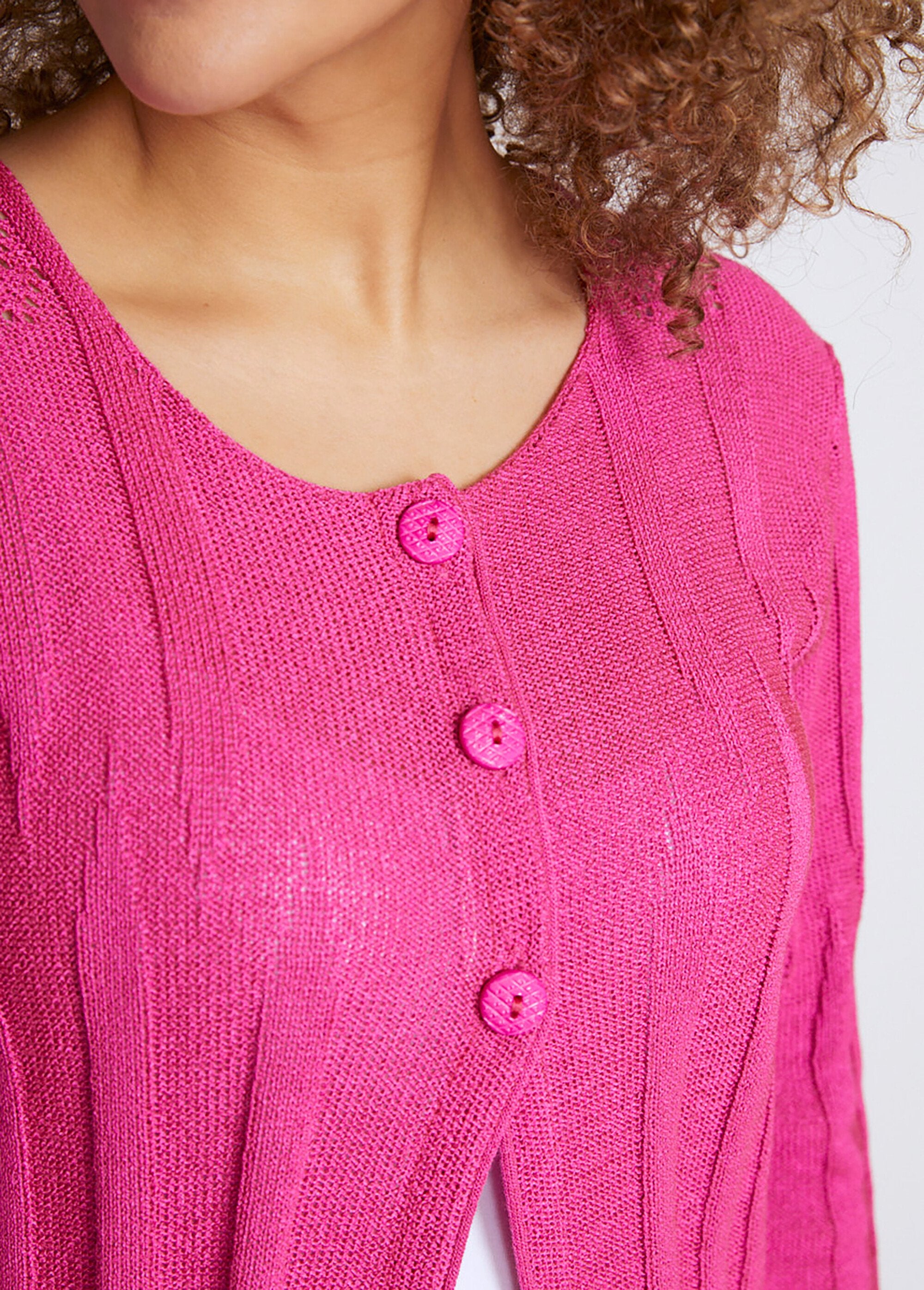 Cardigan_boutonnée_long_ajouré_Fuchsia_DE2_curvy