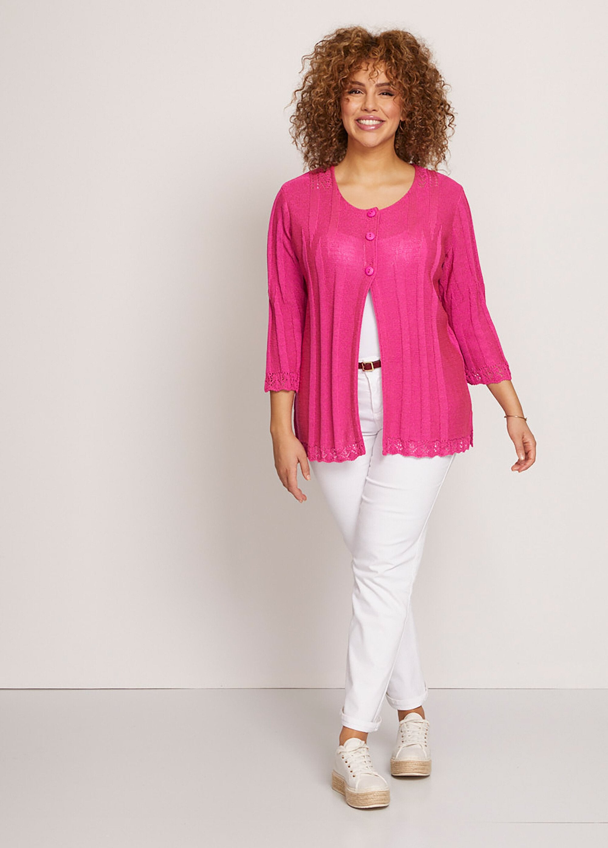 Cardigan_boutonnée_long_ajouré_Fuchsia_SF1_curvy