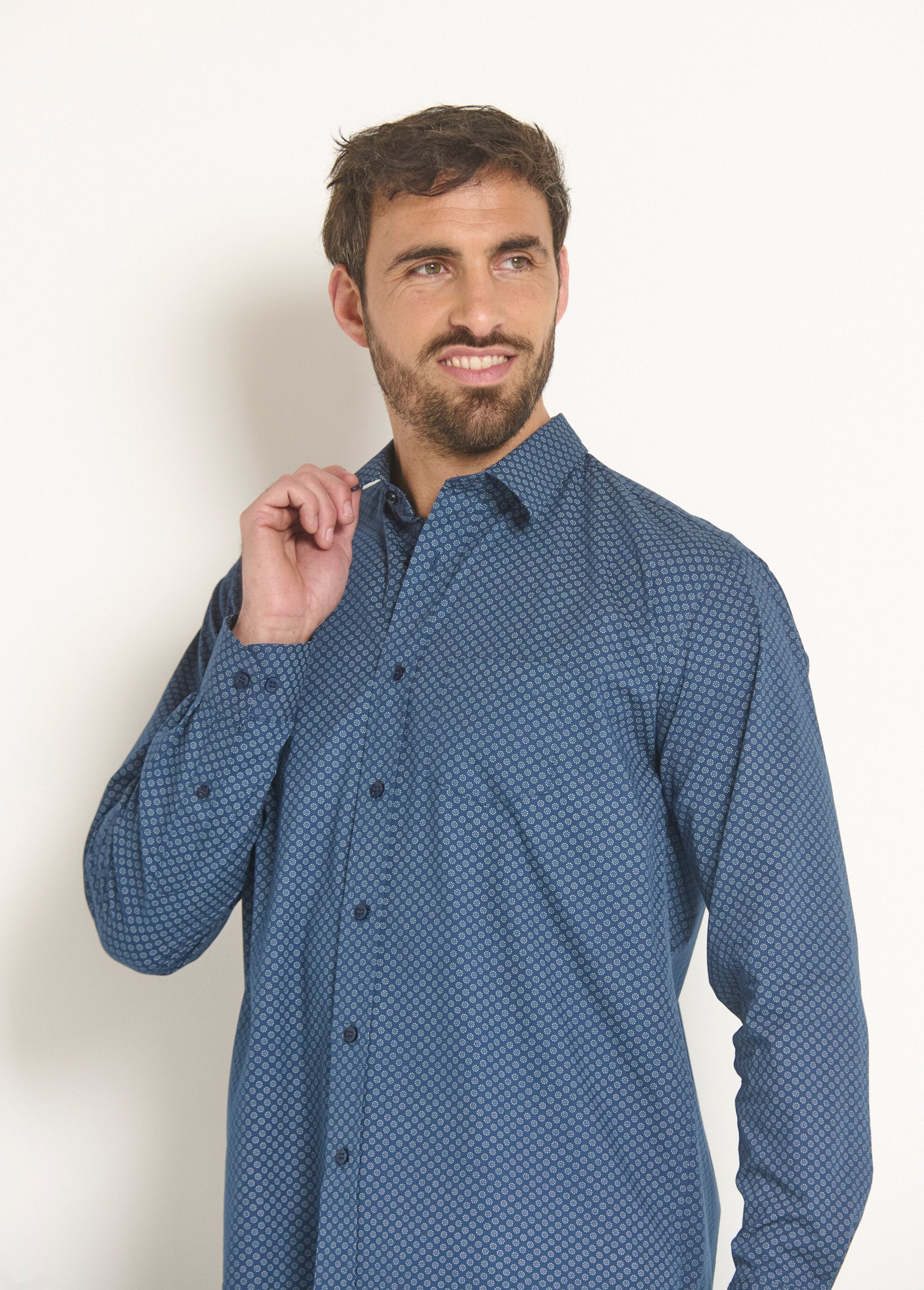 Camisa_xadrez_de_algodão_chique_Marine_DE2_slim