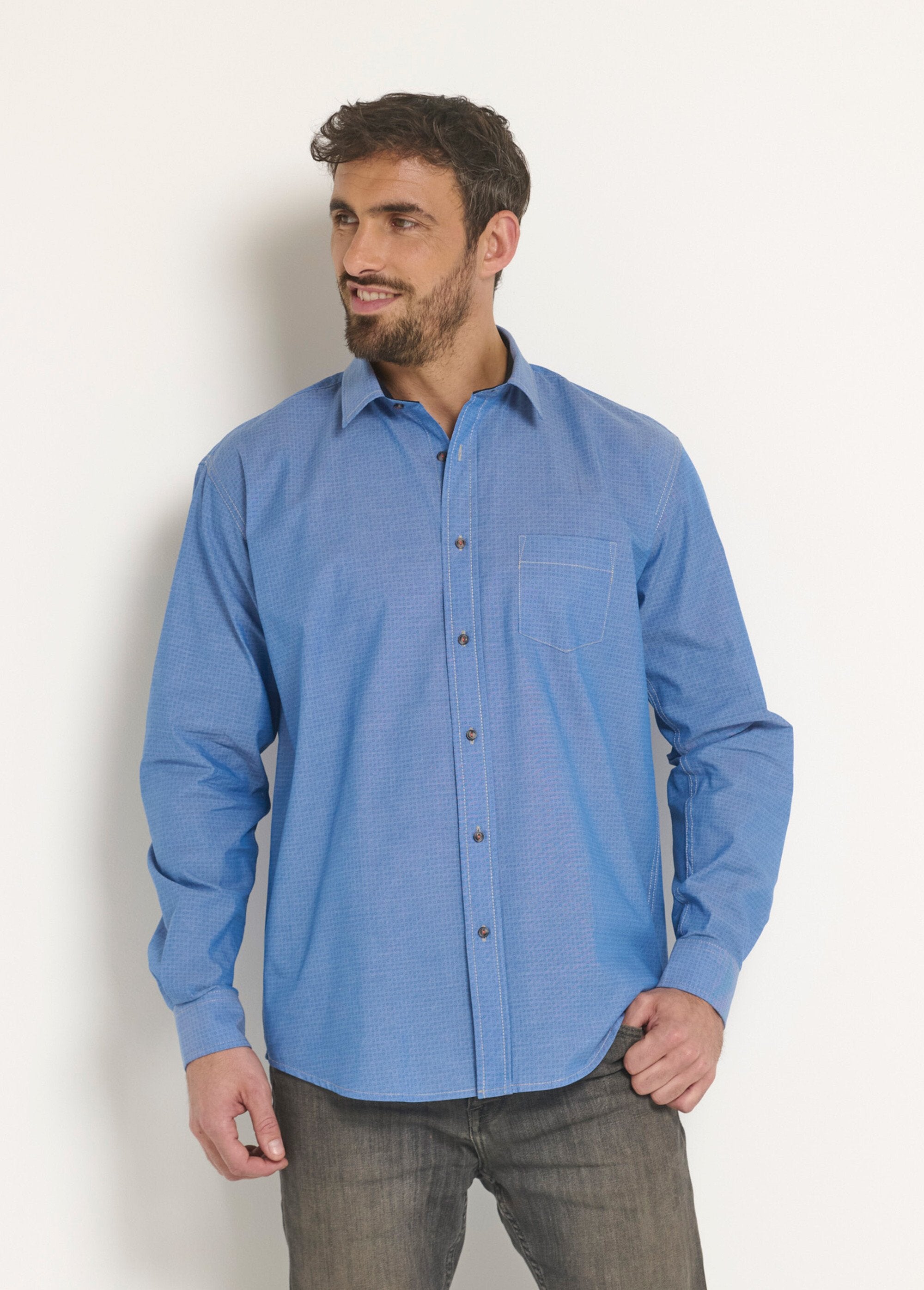 Camisa_de_algodão_chambray_estampada_Bleu_FA1_slim