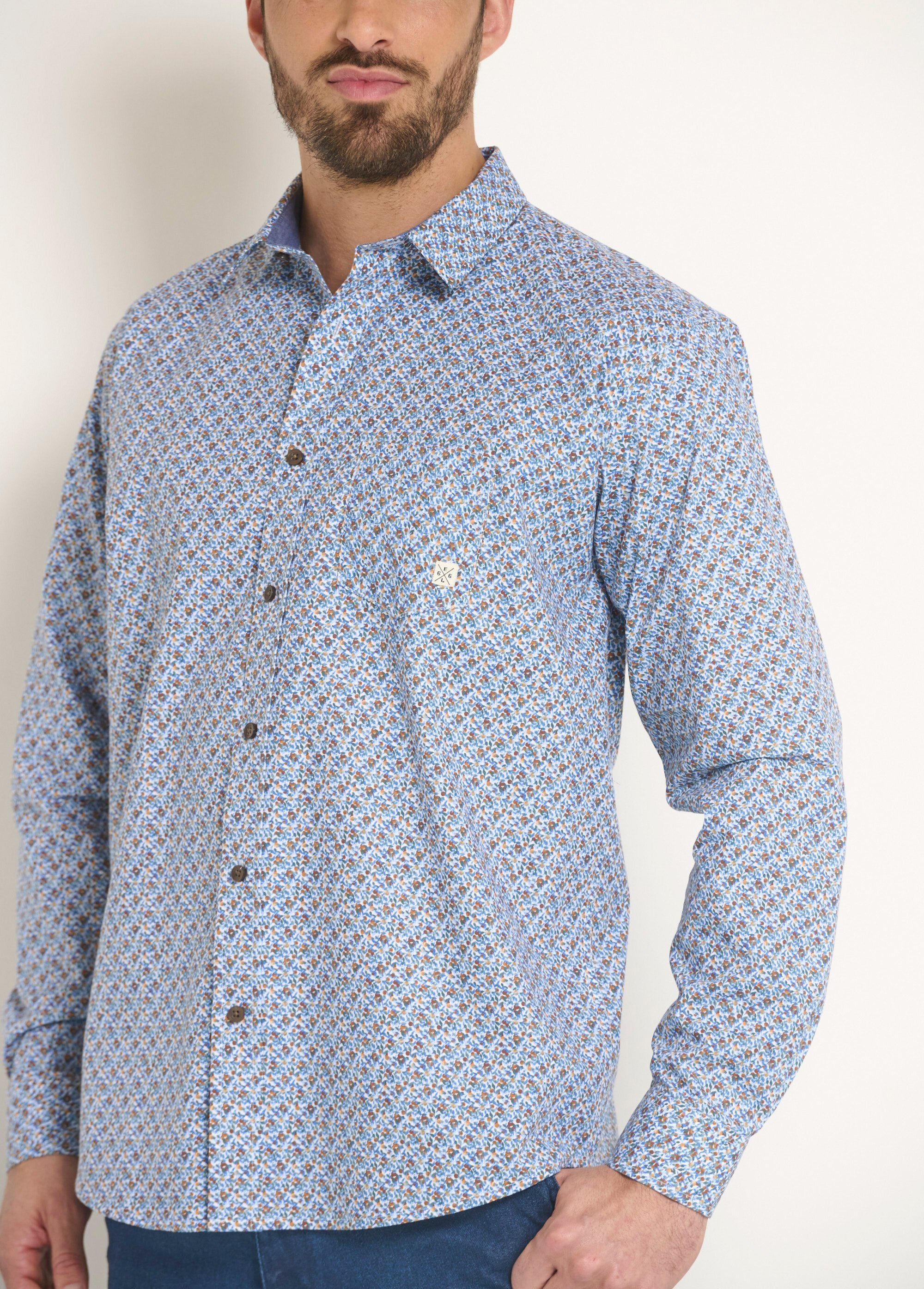 Camisa_de_algodão_com_micropadrão_de_manga_comprida_Bleu_DE1_slim