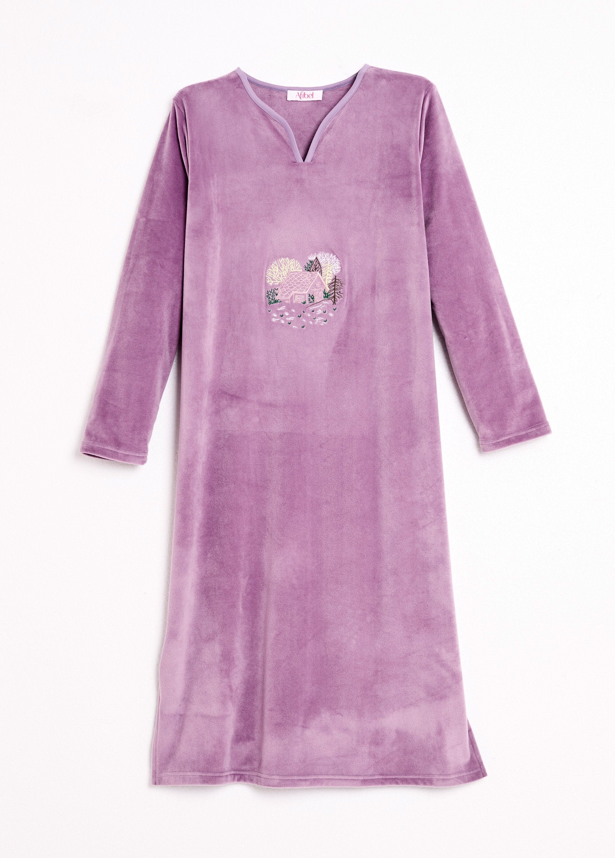 Chemise_de_nuit_polaire_mi-longue_brodée_Violine_AP1_slim