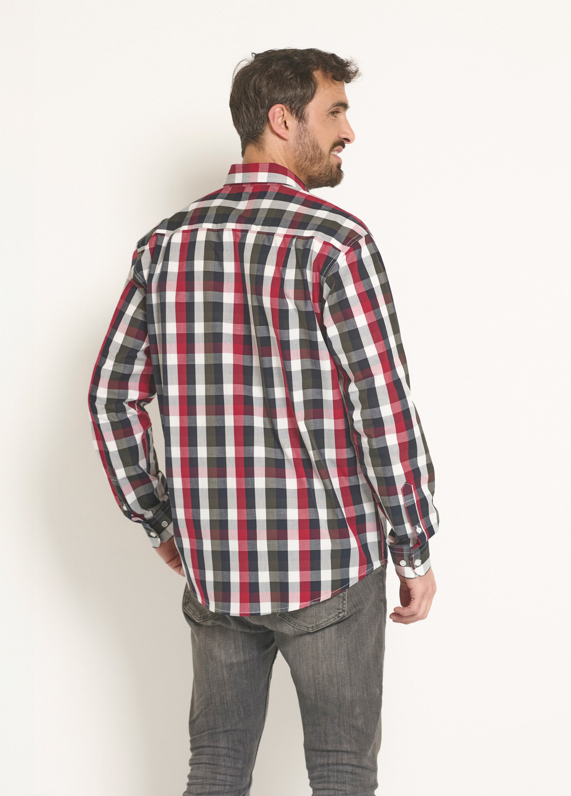 Camisa_xadrez_grande_de_algodão_Marine_et_rouge_DO1_slim