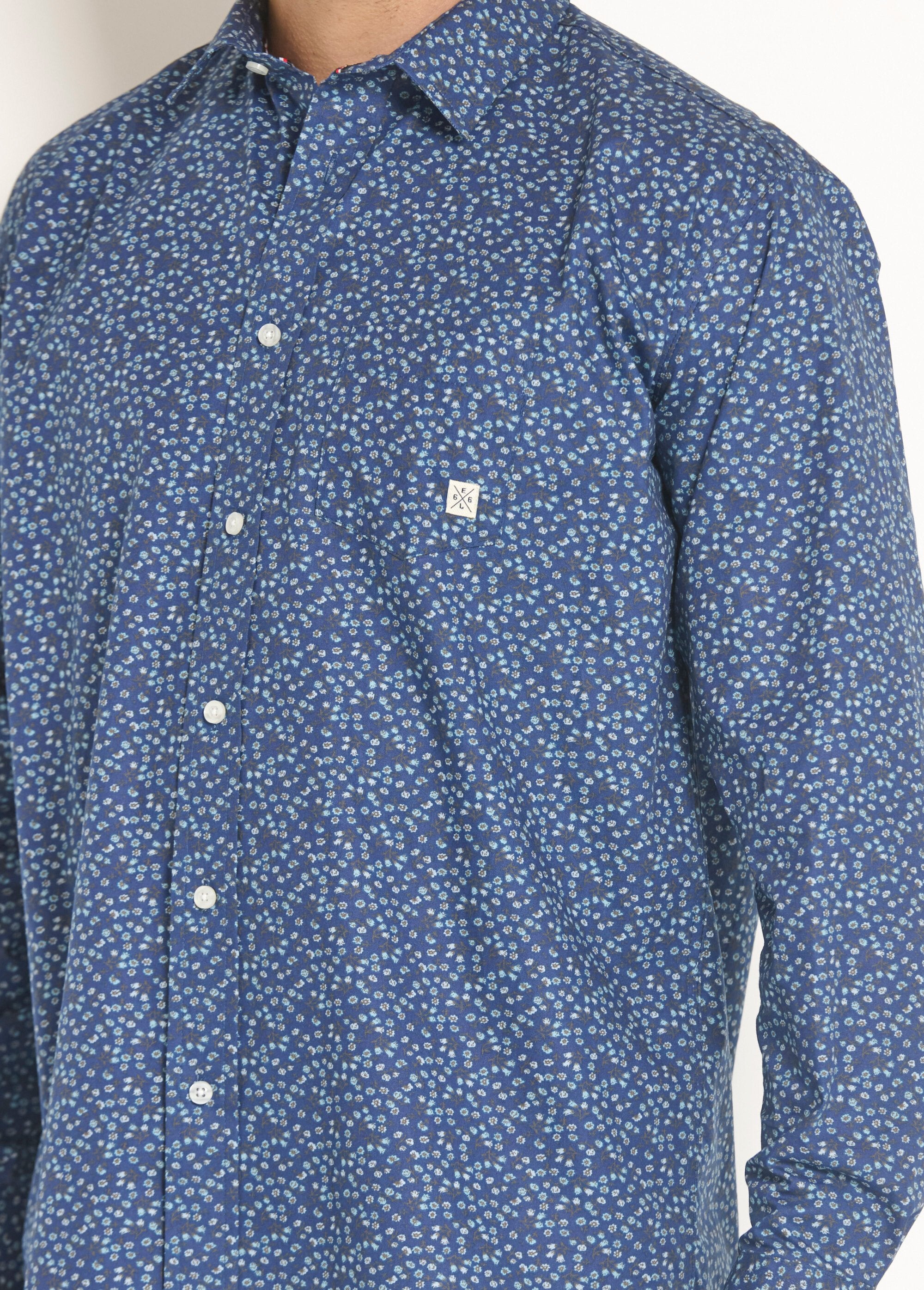 Camisa_de_algodão_estampada_chique_Marine_DE1_slim