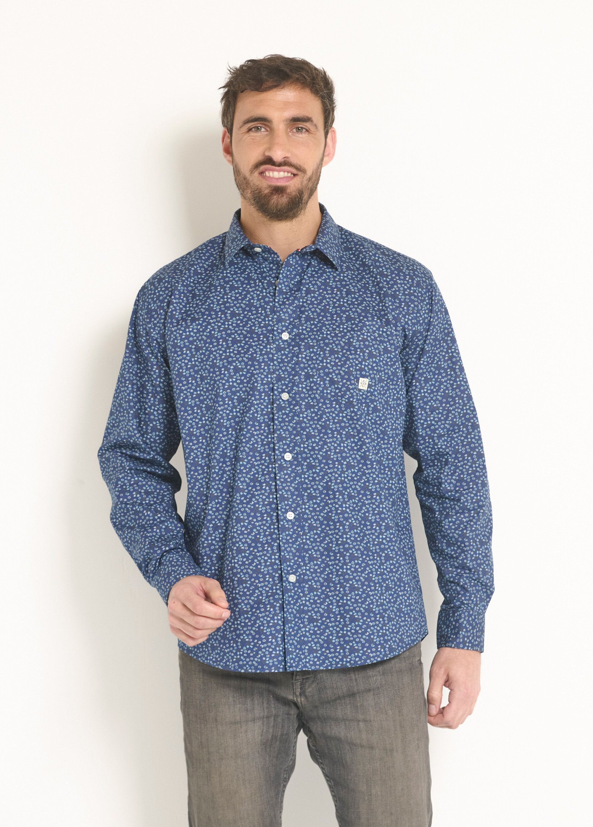 Camisa_de_algodão_estampada_chique_Marine_FA1_slim