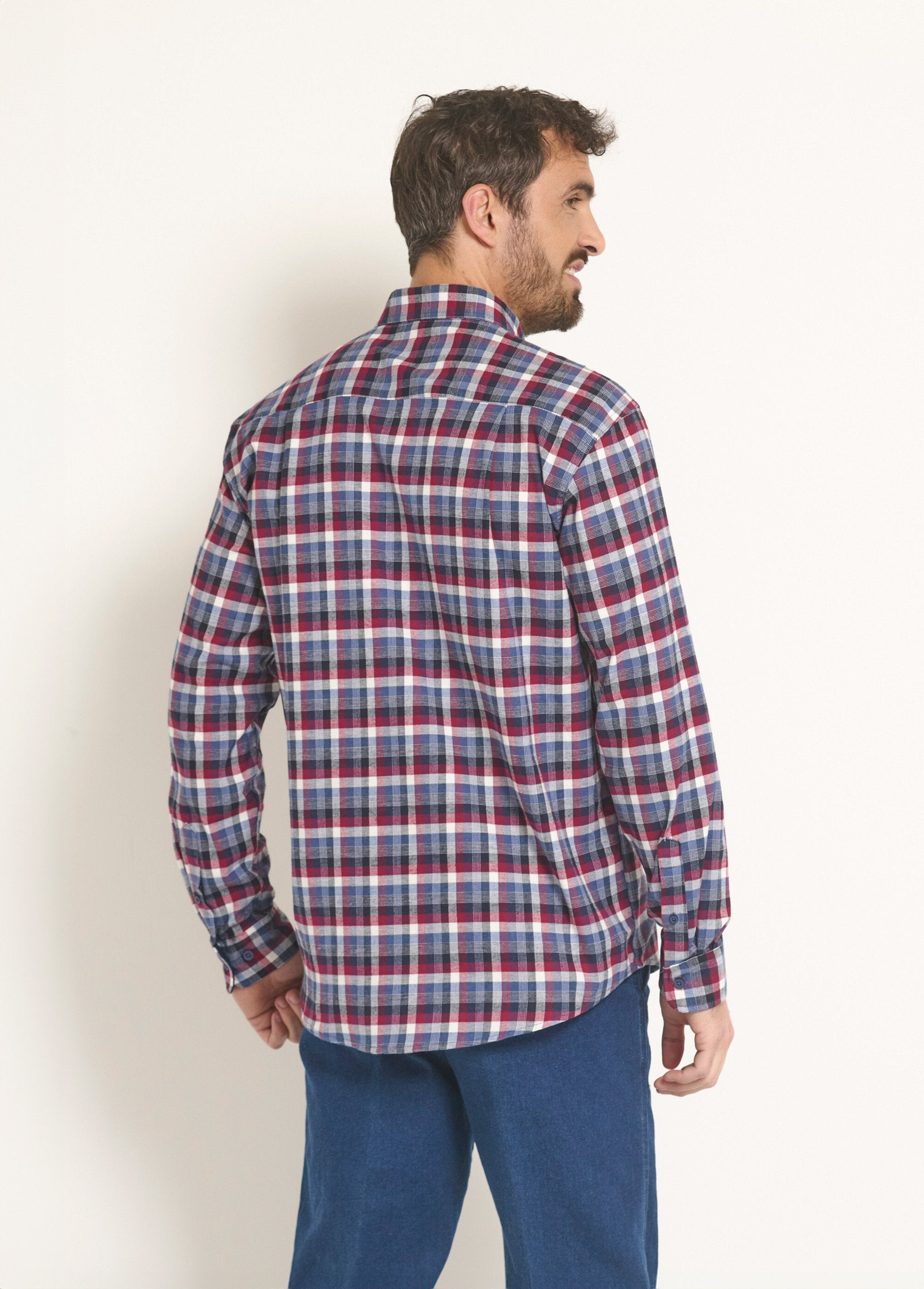 Camisa_de_flanela_xadrez_elástica_Carreaux_bordeaux_DO1_slim