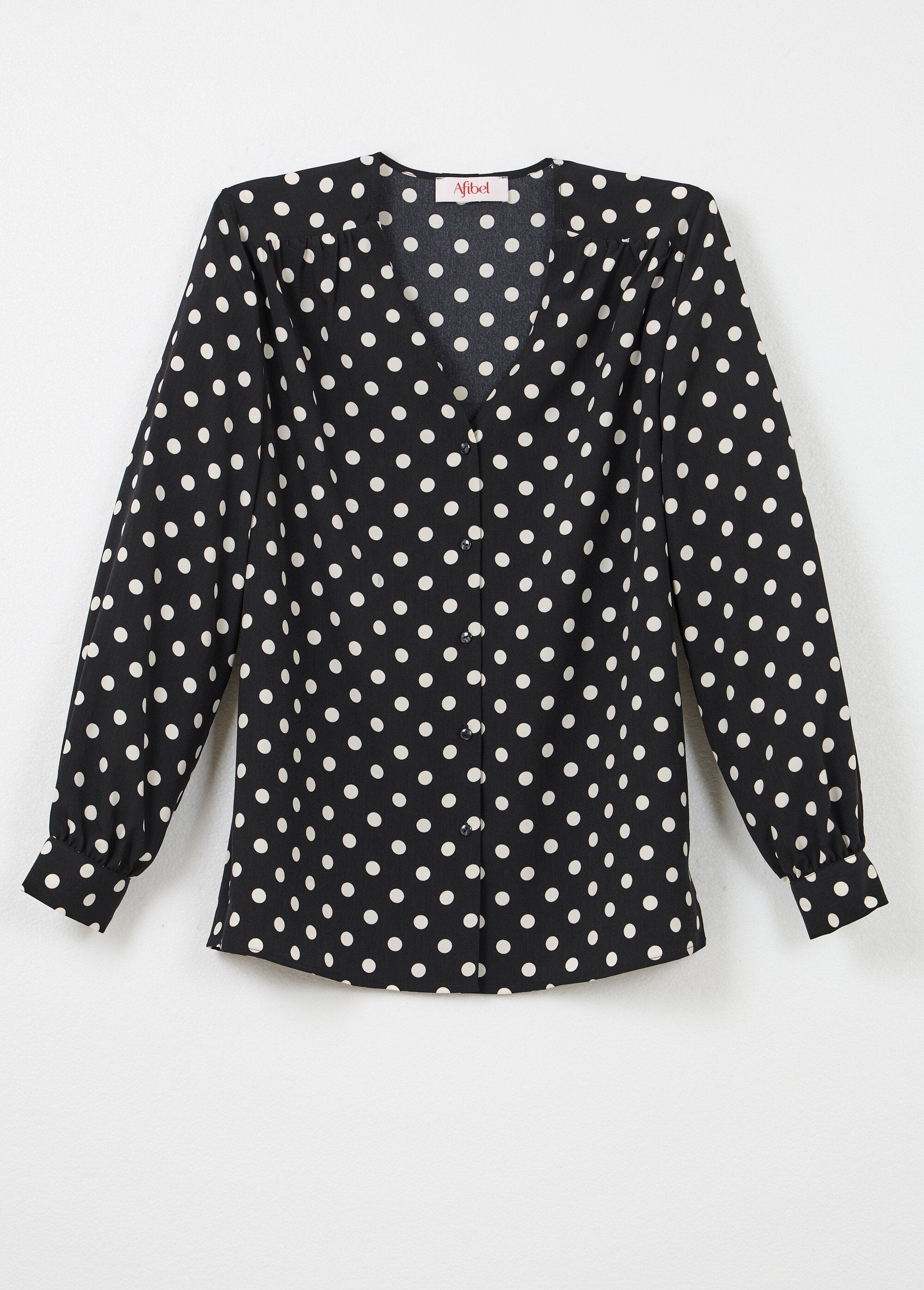 Blusa_de_manga_comprida_com_estampa_de_bolinhas_e_decote_em_V_Noir_et_ecru_AP1_slim
