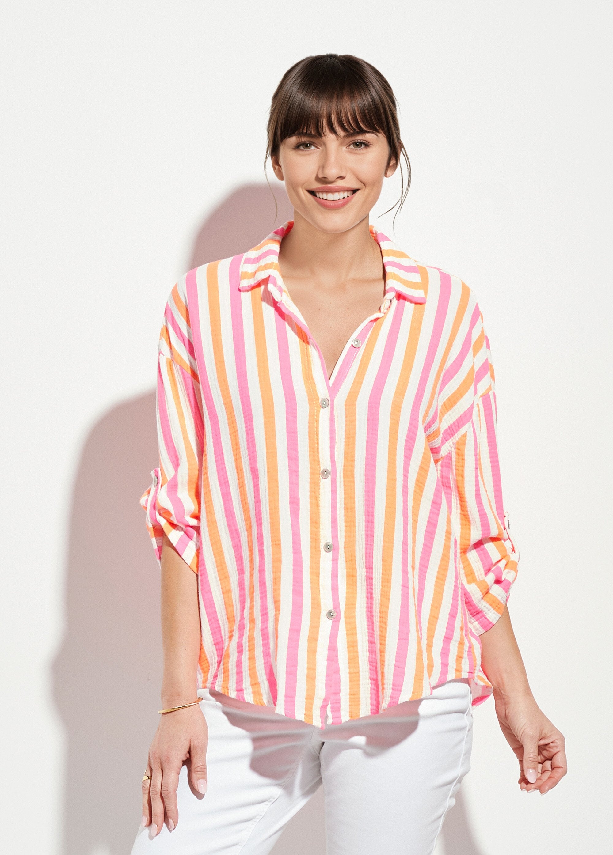 Blusa_de_gaze_de_algodão_com_listras_fluorescentes_Orange_et_rose_FA1_slim