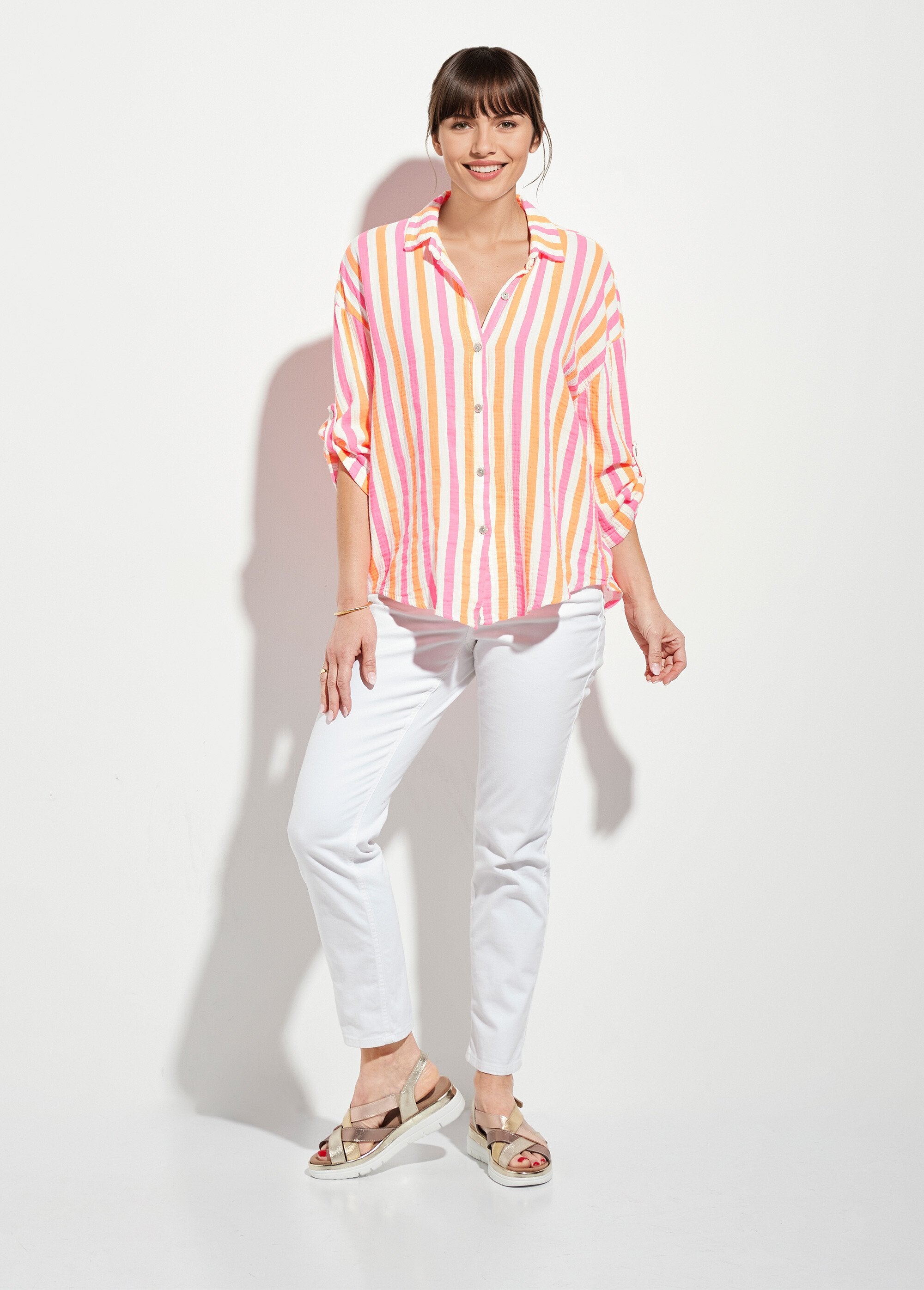 Blusa_de_gaze_de_algodão_com_listras_fluorescentes_Orange_et_rose_SF1_slim
