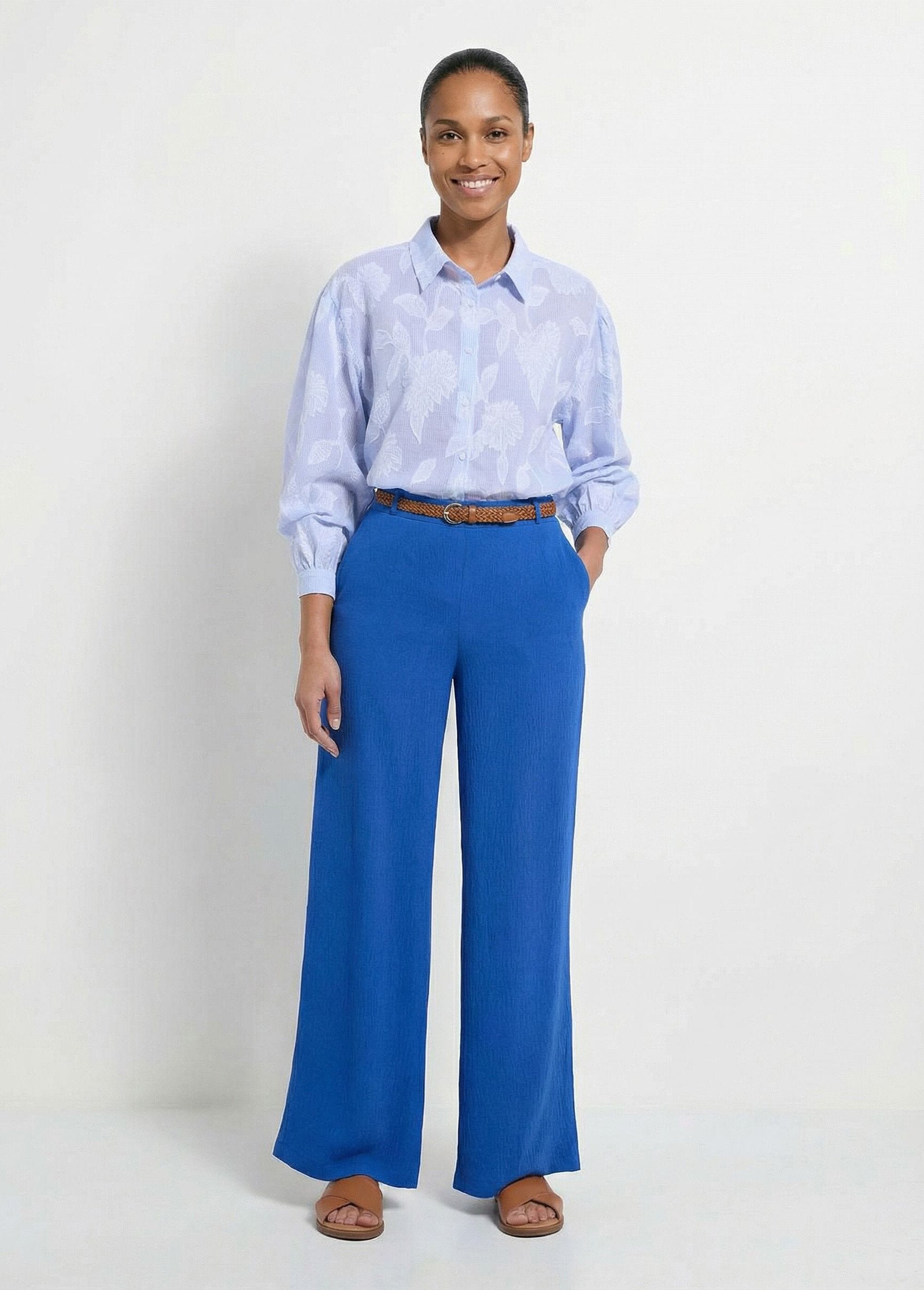 Blusa_comprida_de_algodão_às_riscas_e_jacquard_Bleu_et_blanc_SF1_slim