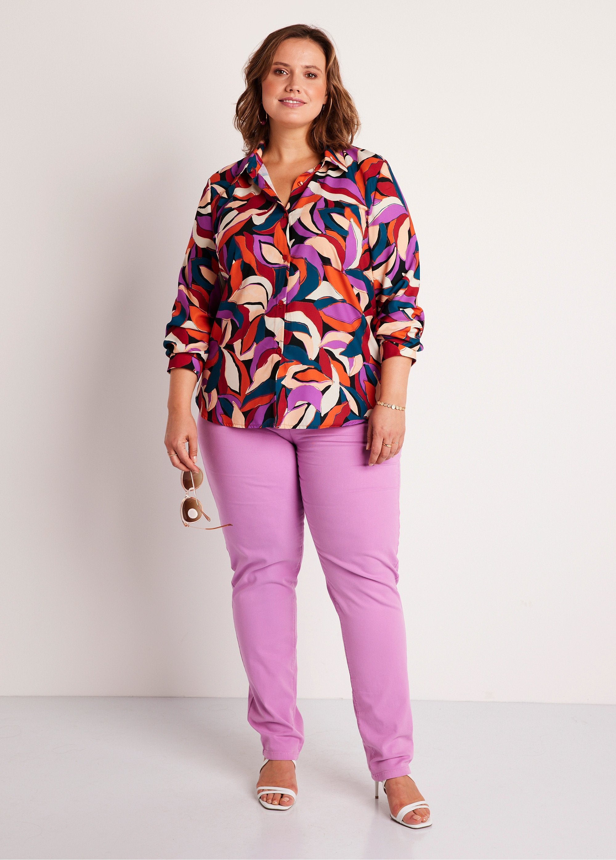 Blusa_manga_longa_estampa_folha_Laranja_e_roxo_SF1_curvy