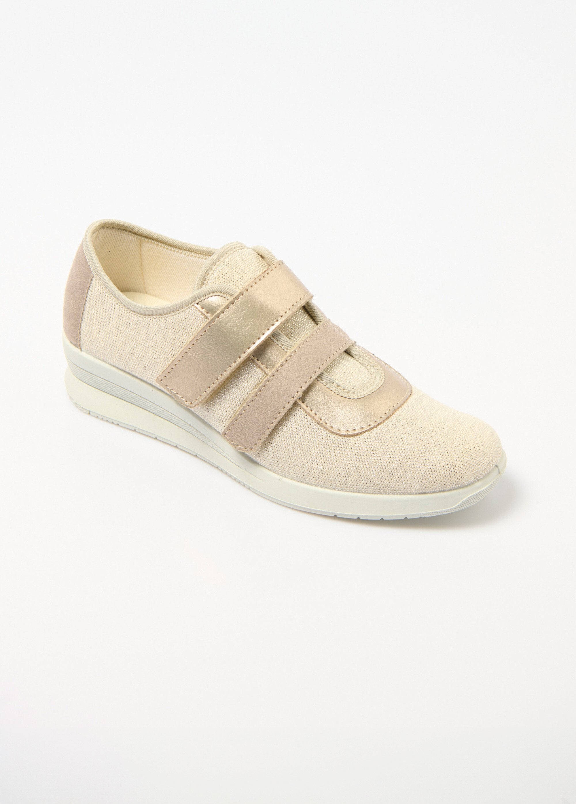 Derbies_scratchées_textile_largeur_confort_Beige_dore_FA1_slim